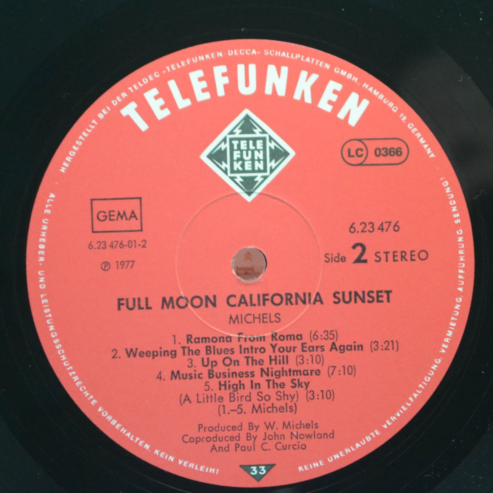 Виниловая пластинка Michels — Full Moon California Sunset, 1978
