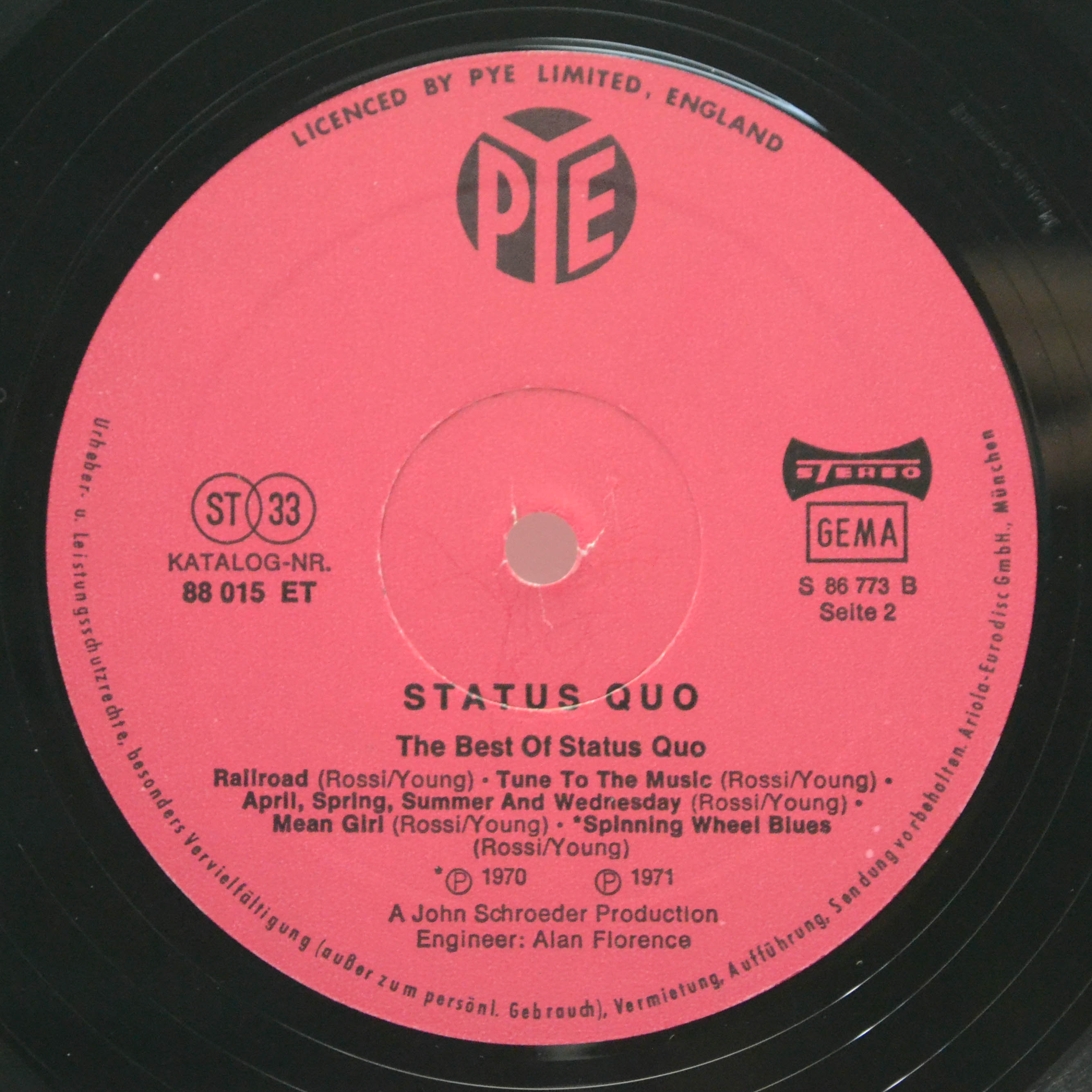 Виниловая пластинка Status Quo — The Best Of Status Quo, 1971