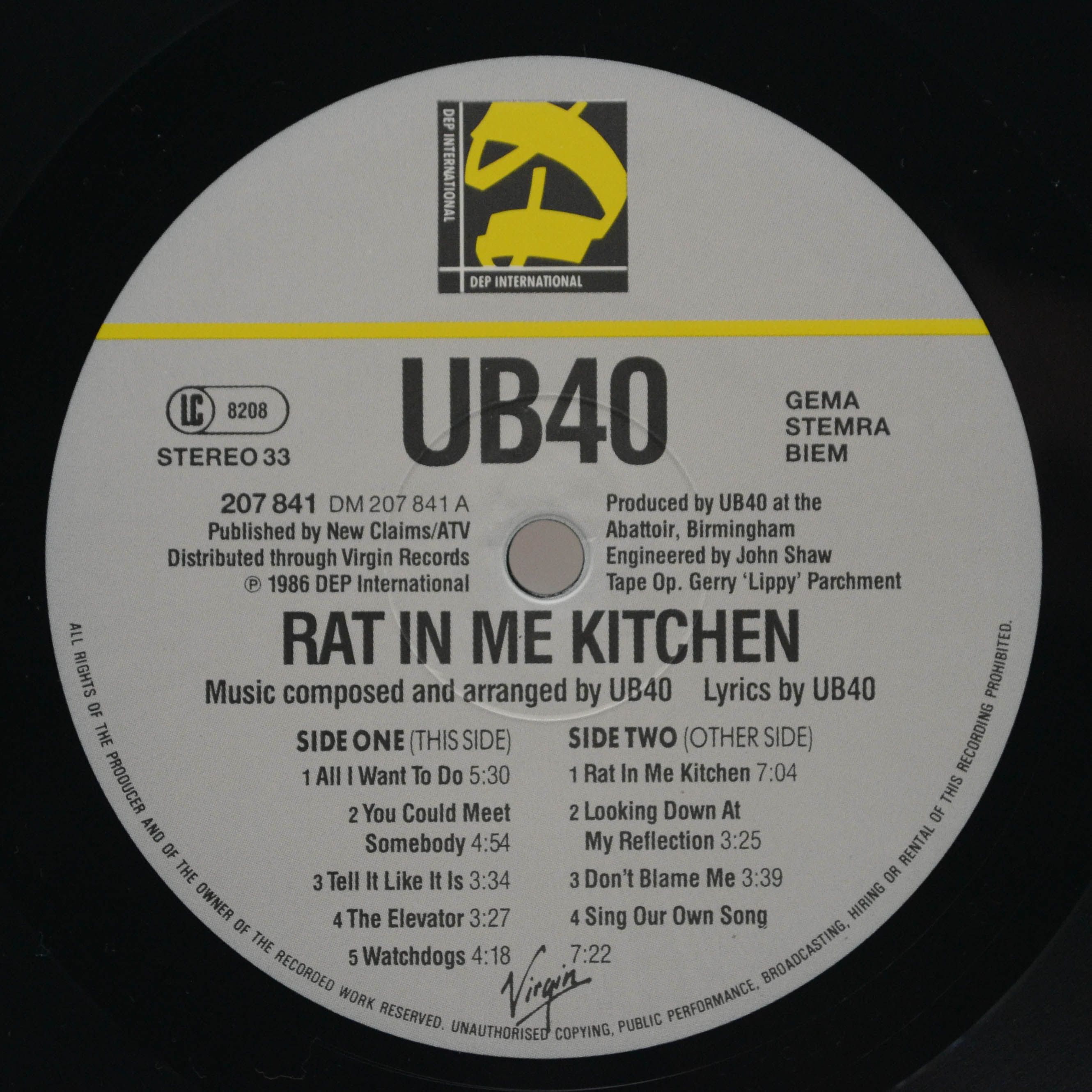 Виниловая пластинка UB40 — Rat In The Kitchen, 1986