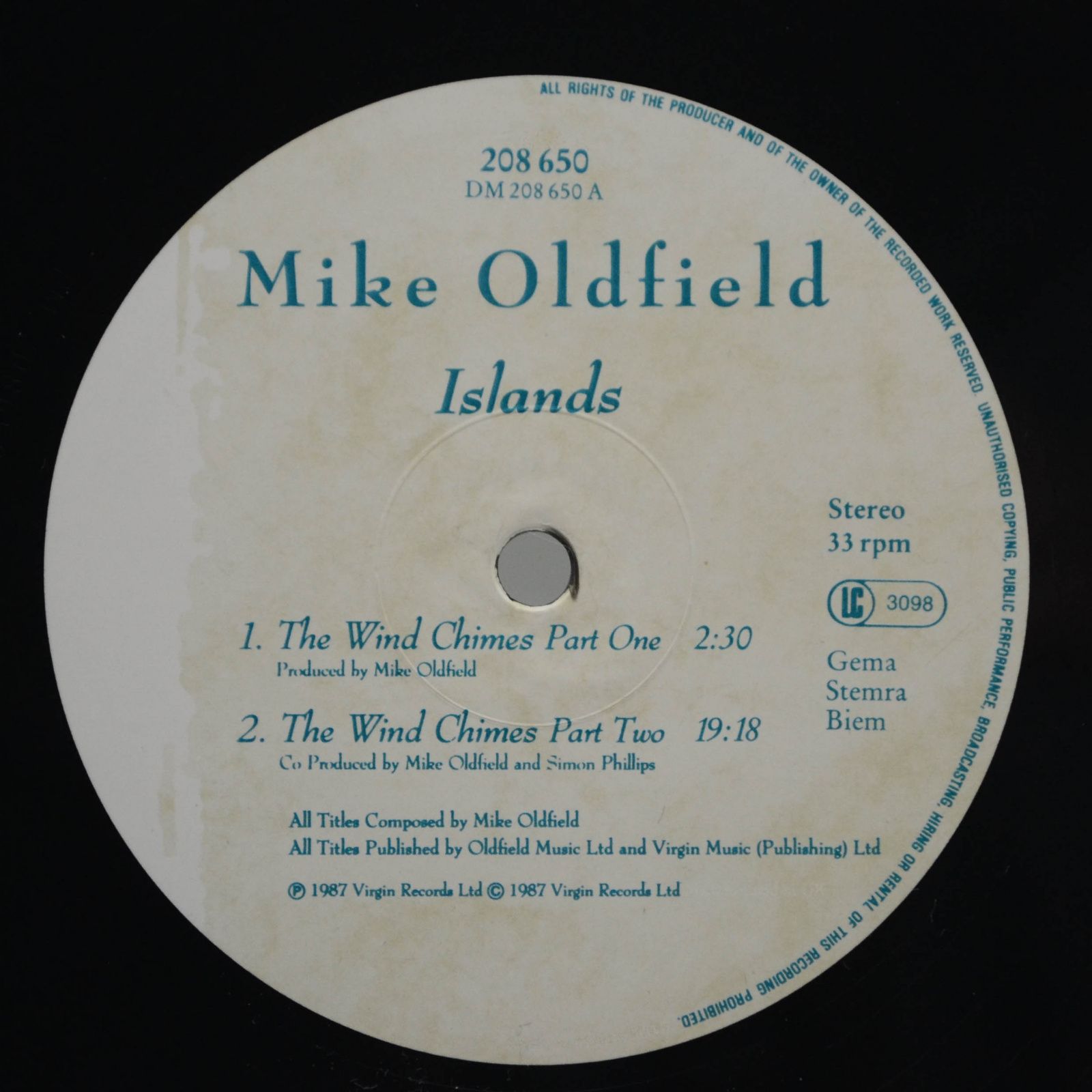 Mike Oldfield — Islands, 1987