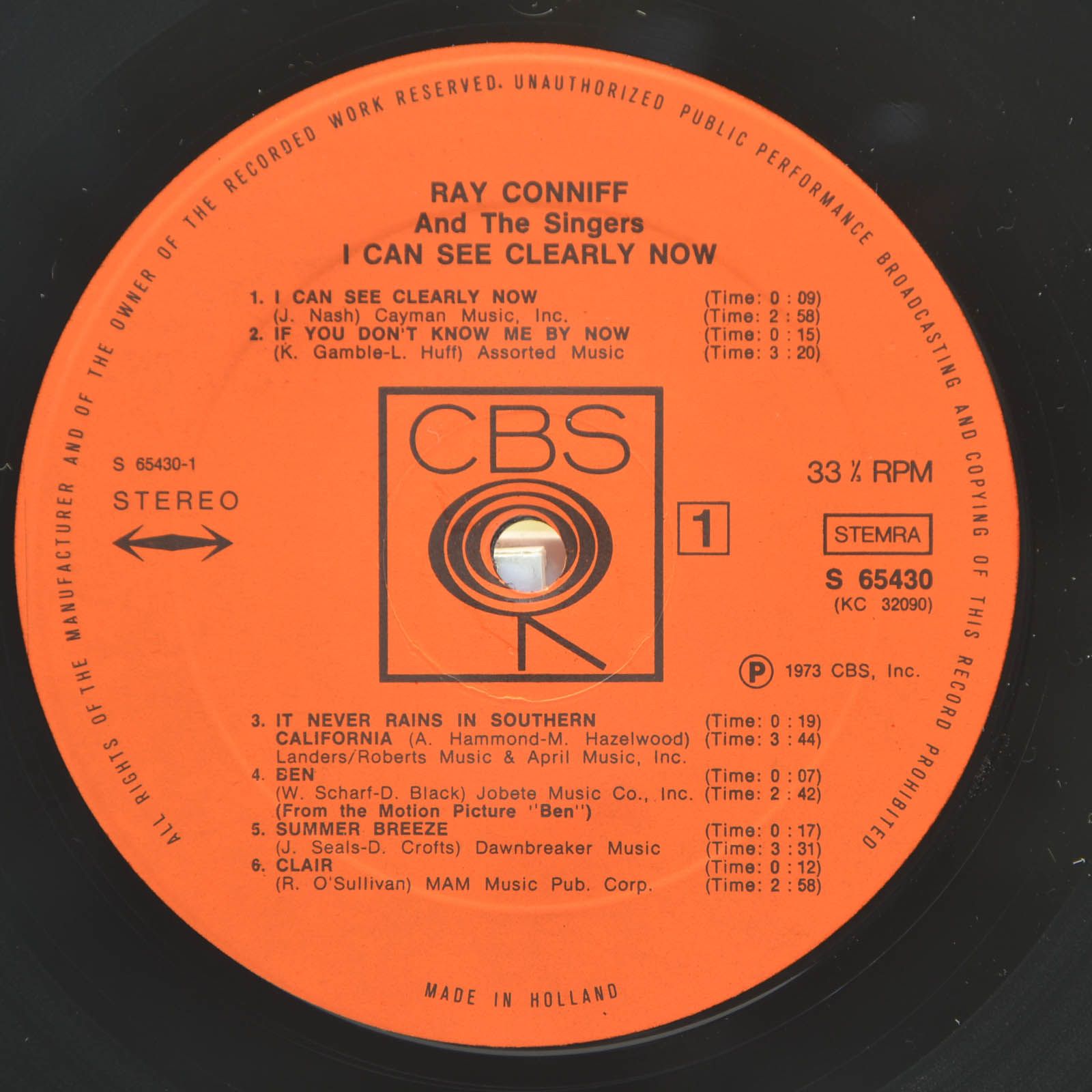 Виниловая пластинка Ray Conniff — I Can See Clearly Now, 1973