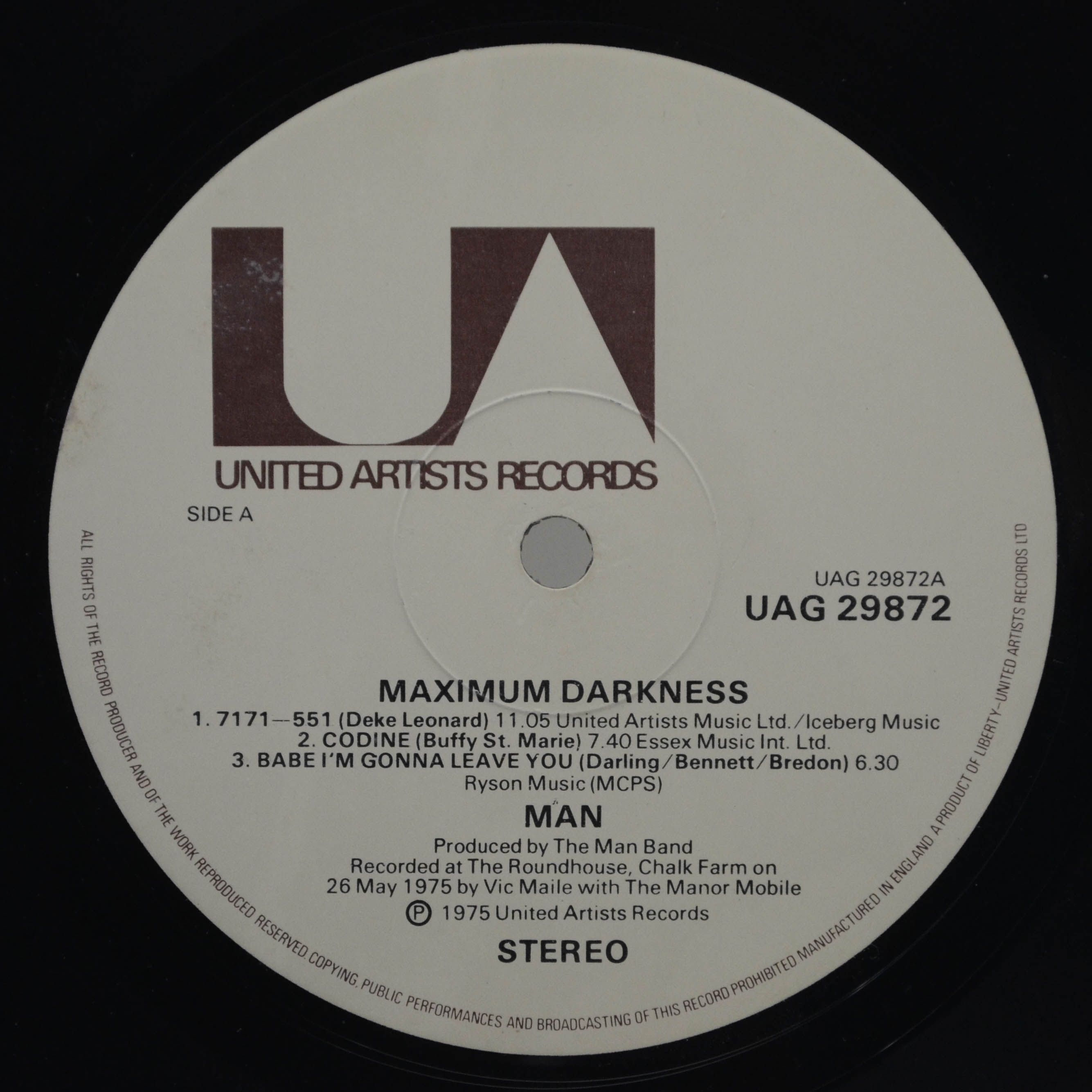 Виниловая пластинка Man — Maximum Darkness (1-st, UK), 1975