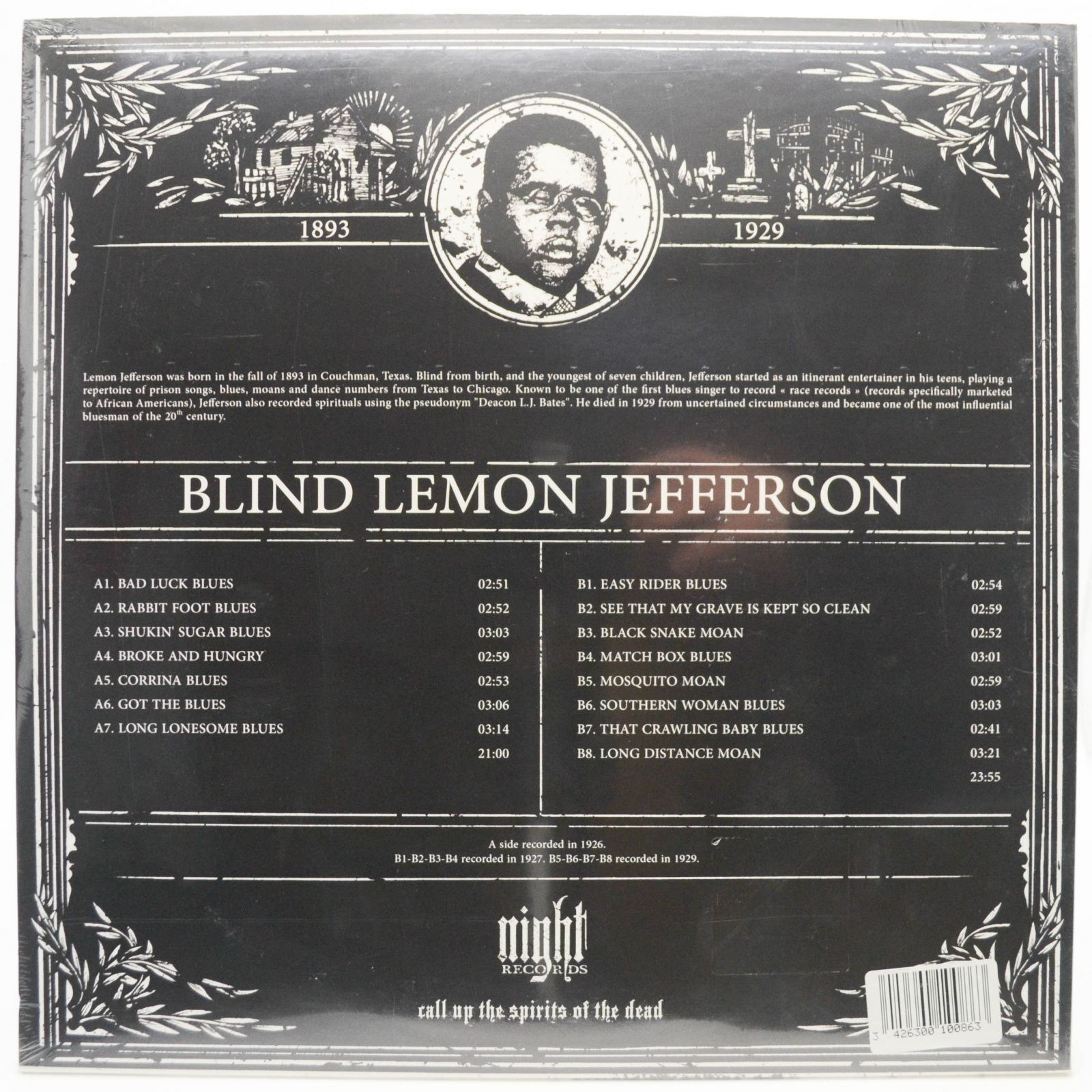 Виниловая пластинка Blind Lemon Jefferson — Bad Luck Blues, 2018