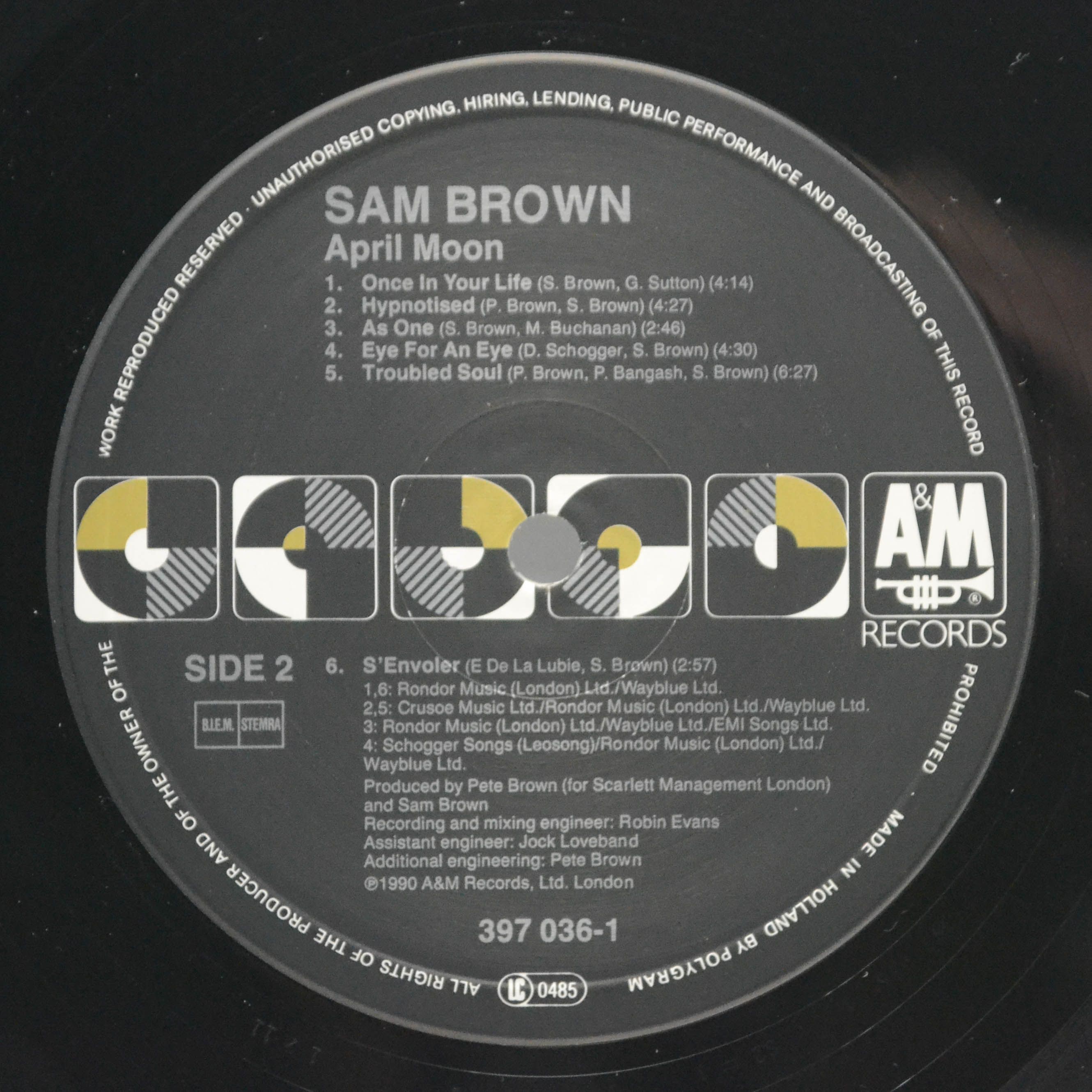 Виниловая пластинка Sam Brown — April Moon, 1990