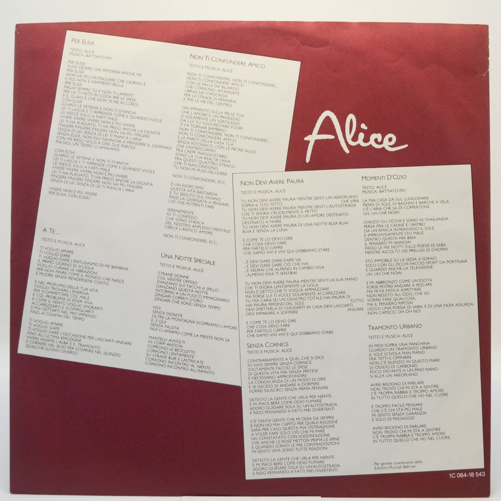 Виниловая пластинка Alice — Per Elisa, 1981