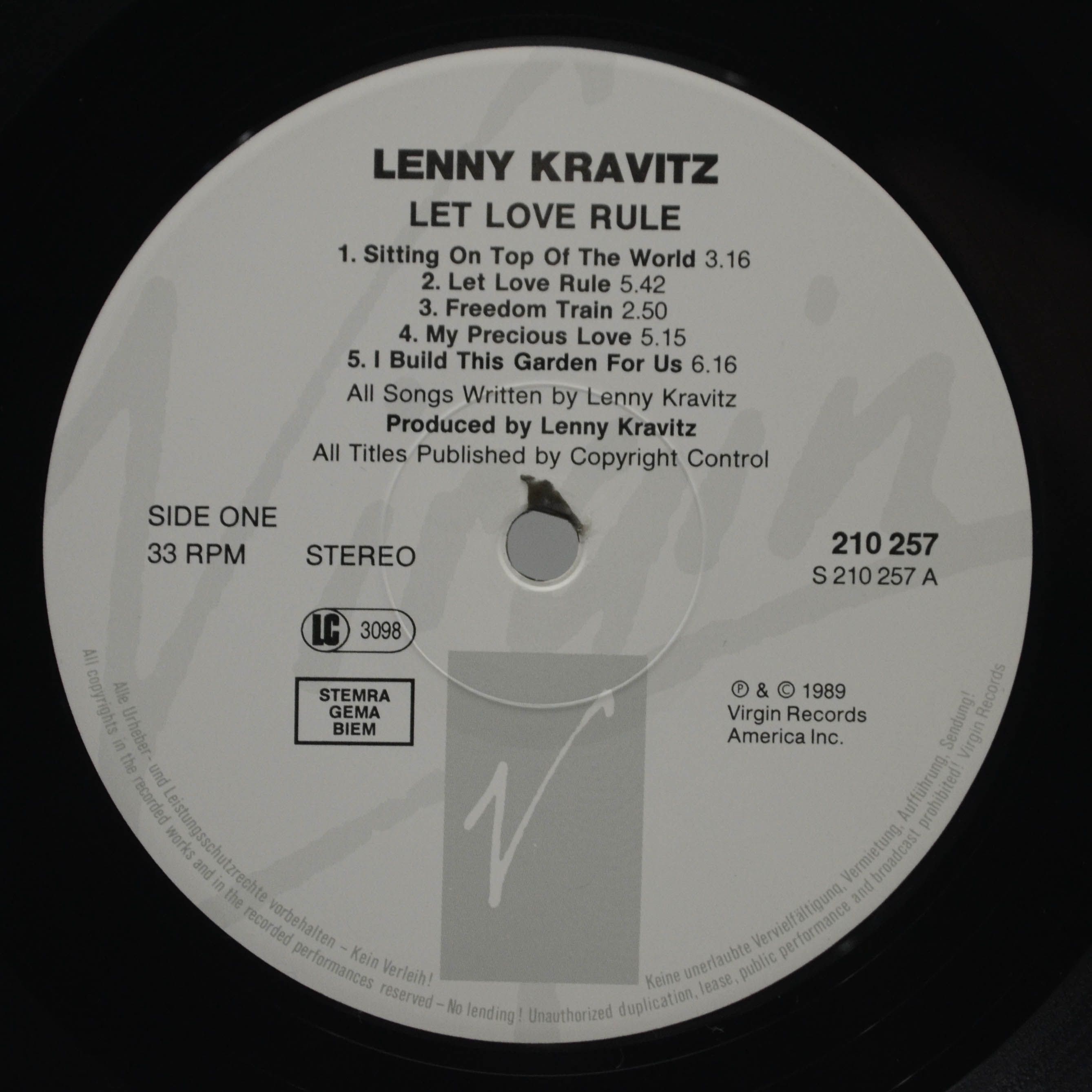 Виниловая пластинка Lenny Kravitz — Let Love Rule, 1989