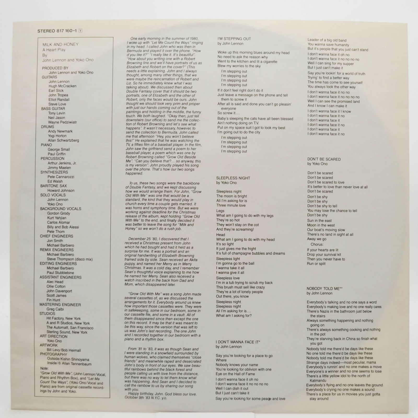 John Lennon & Yoko Ono — Milk And Honey, 1984