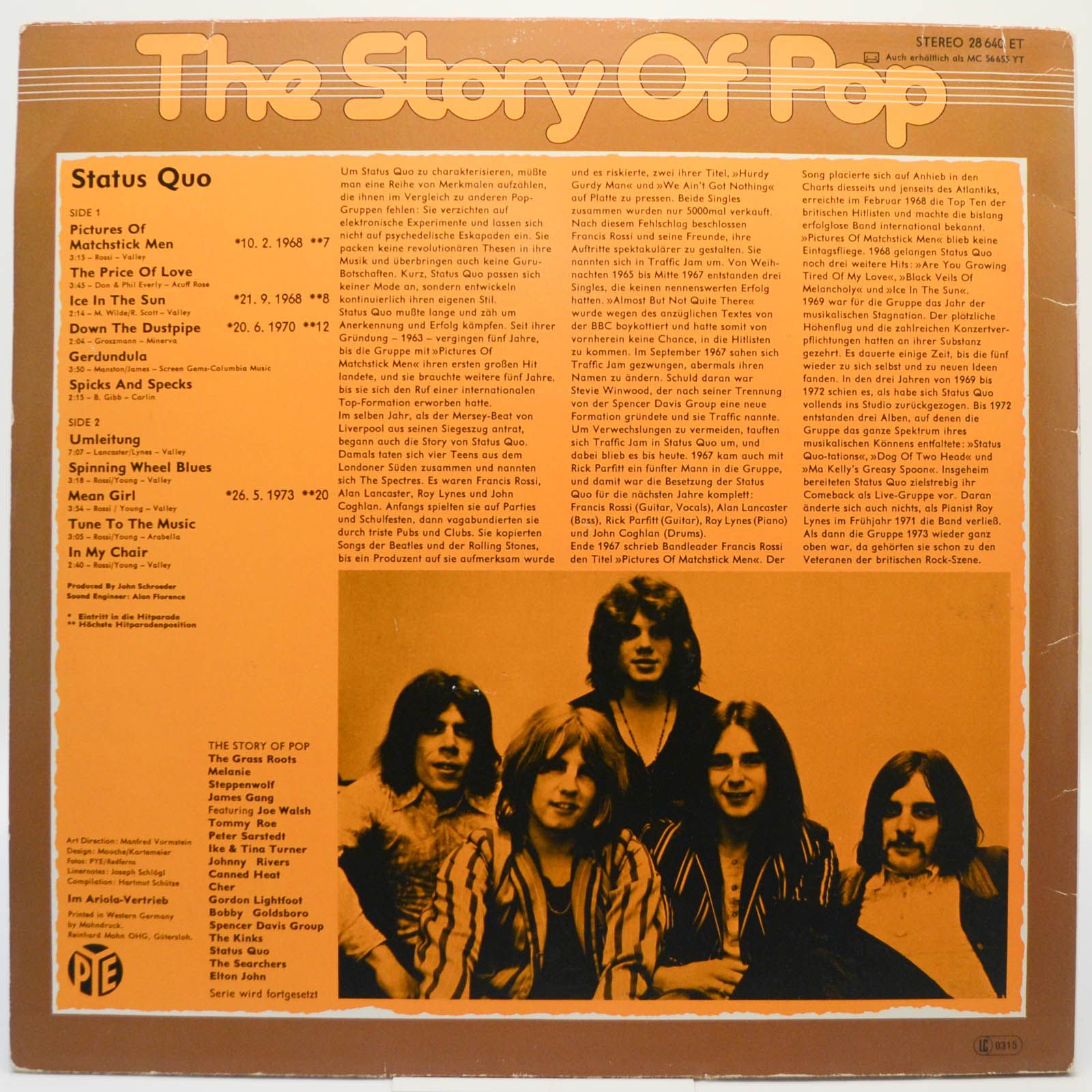 Виниловая пластинка Status Quo — The Story Of Pop, 1977
