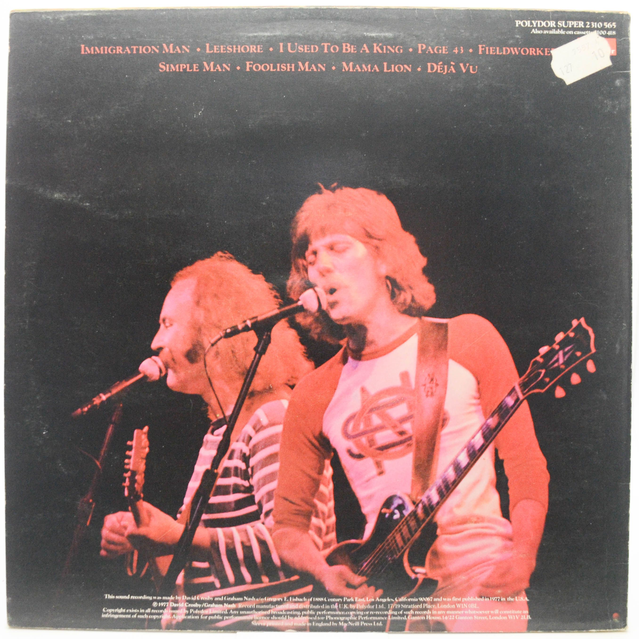 Виниловая пластинка Crosby-Nash — Live (UK), 1977