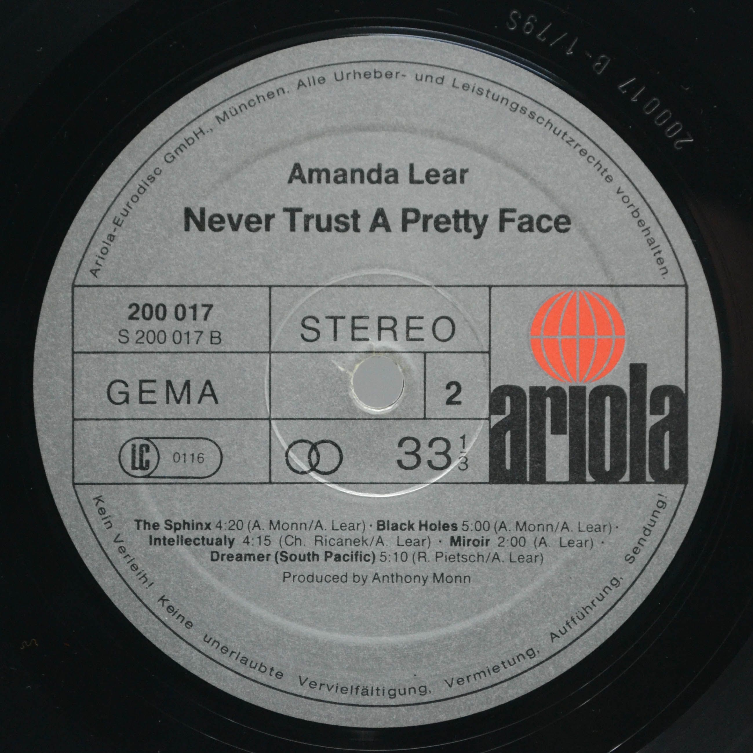 Виниловая пластинка Amanda Lear — Never Trust A Pretty Face, 1979