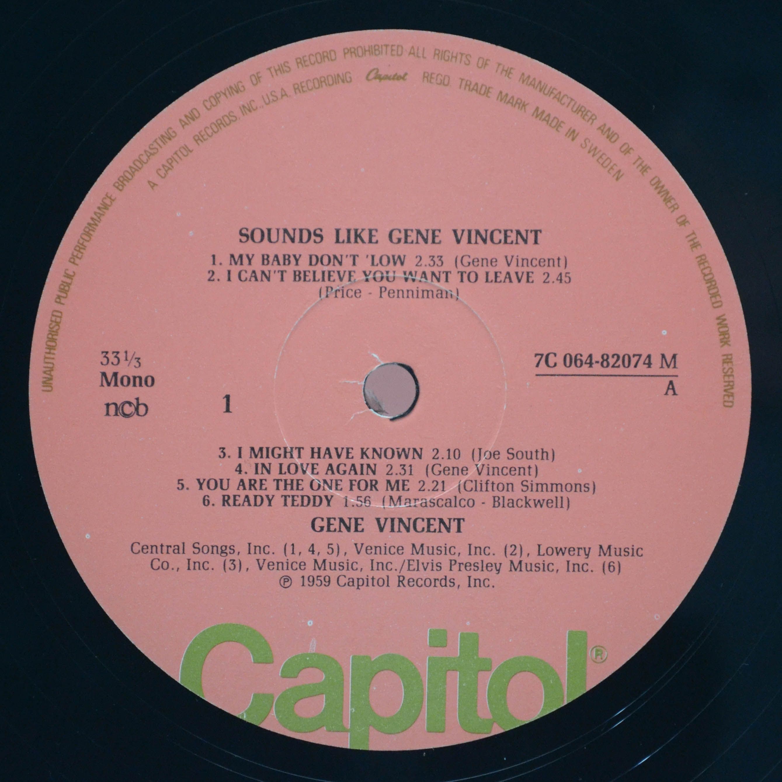 Виниловая пластинка Gene Vincent — Sounds Like Gene Vincent, 1976