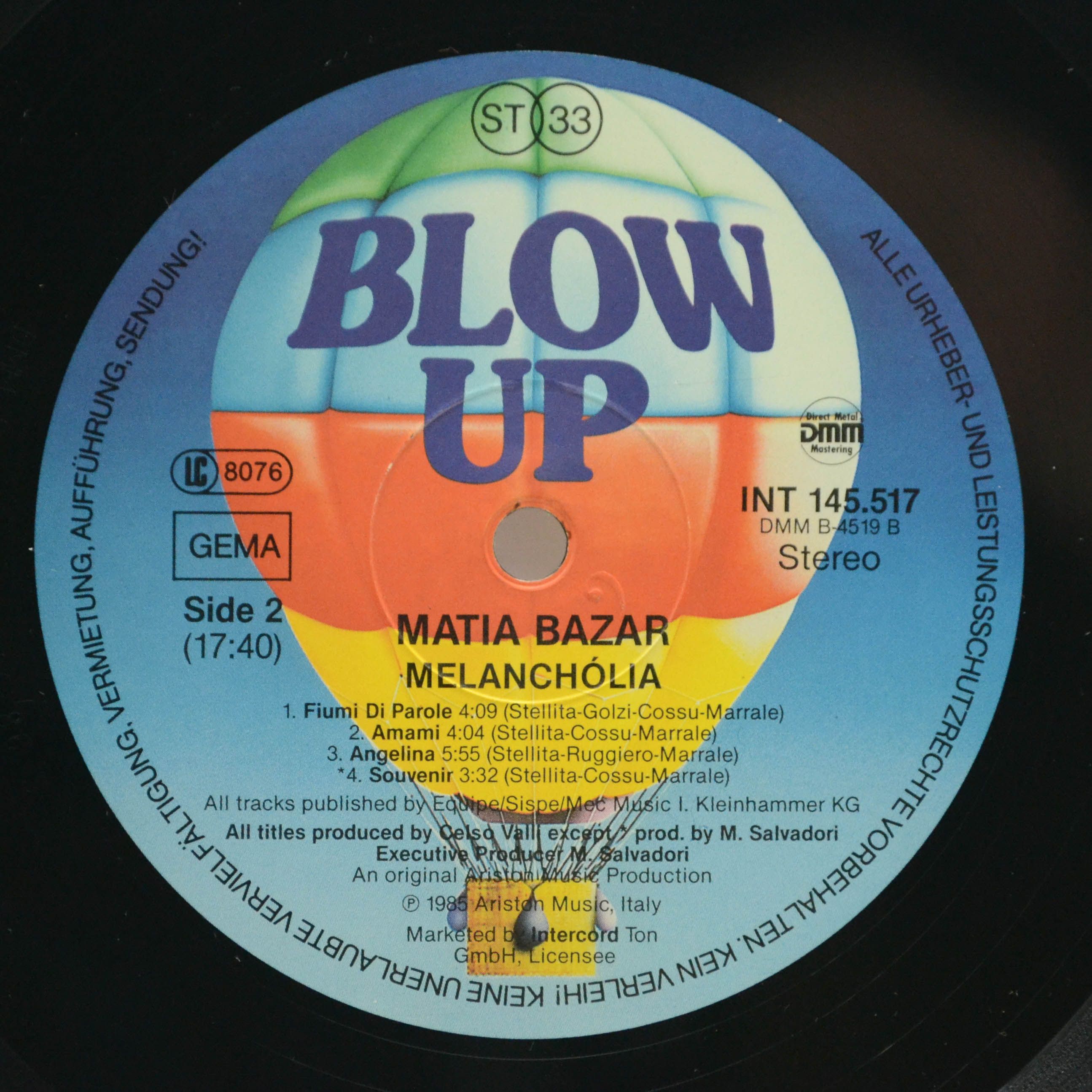 Matia Bazar — Melanchólia, 1986