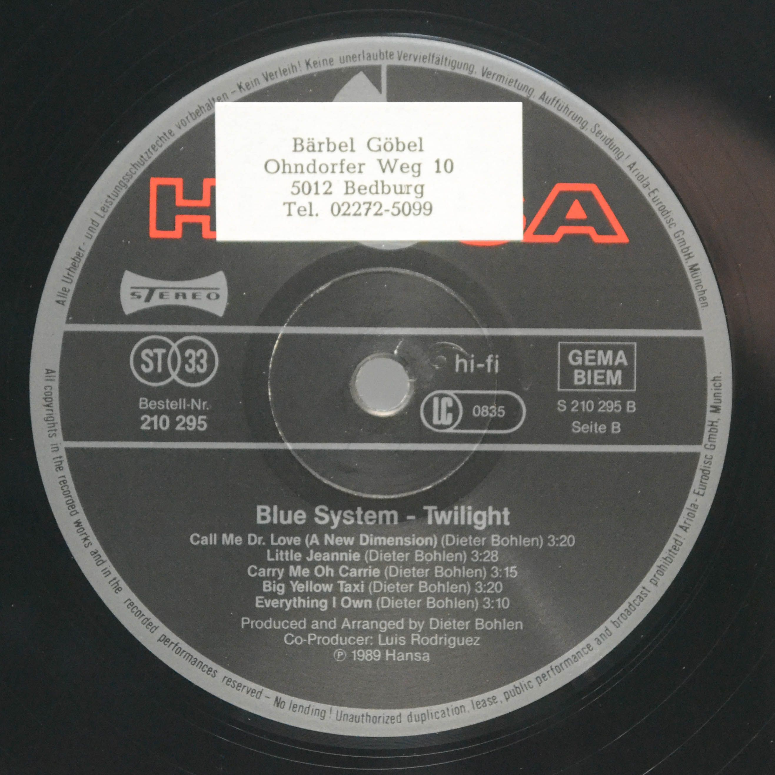 Blue System — Twilight, 1989