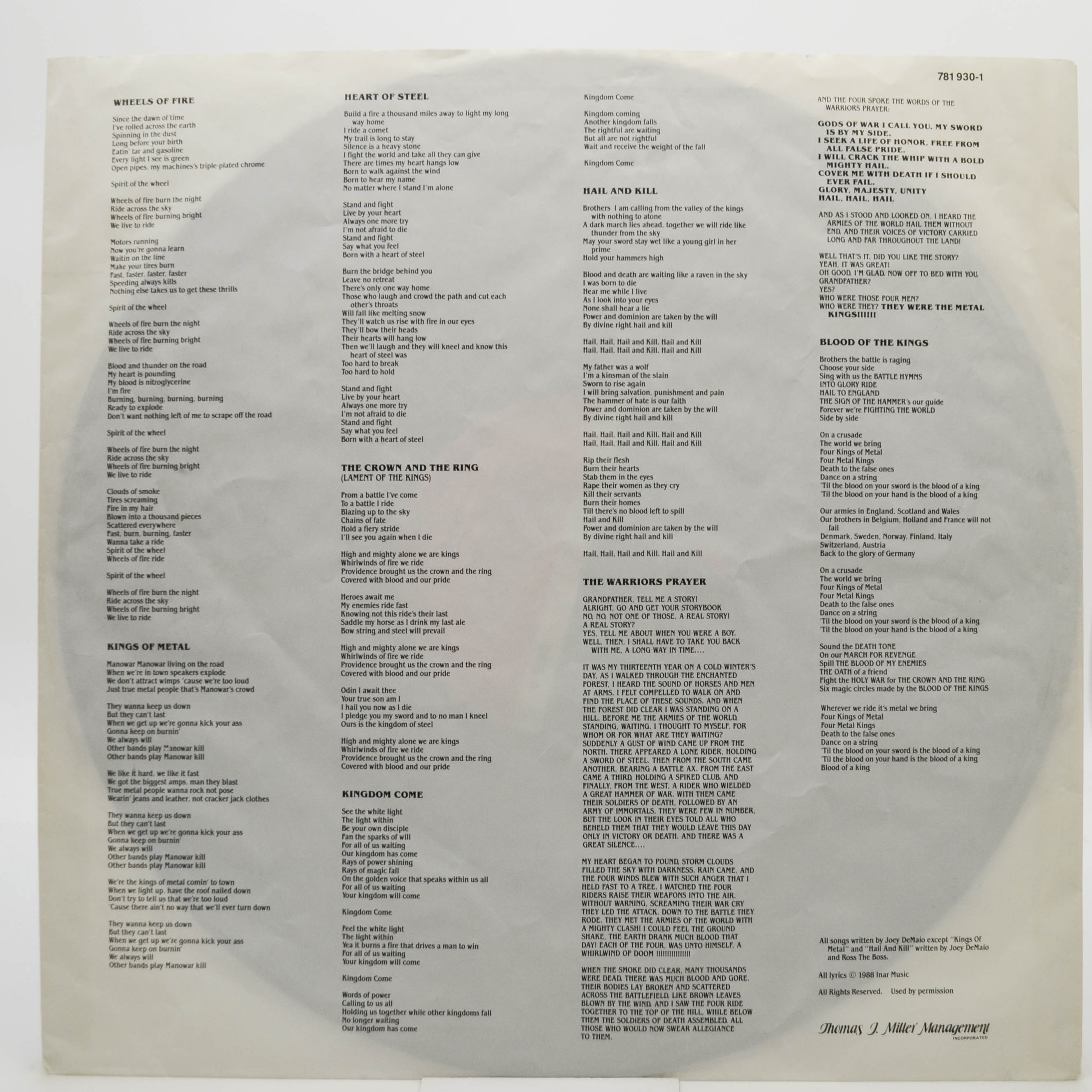 Manowar — Kings Of Metal, 1988