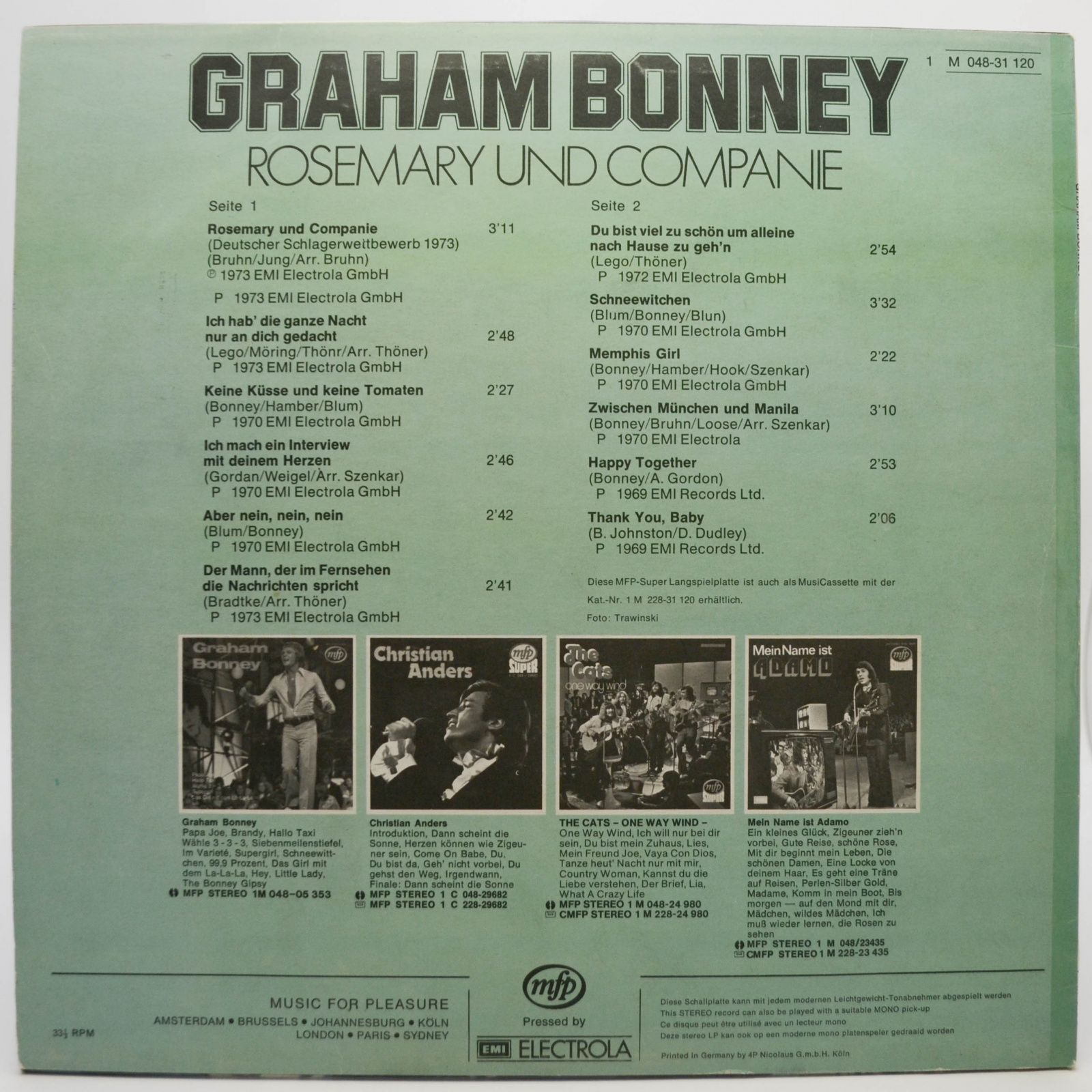 Виниловая пластинка Graham Bonney — Rosemary und Companie, 1973