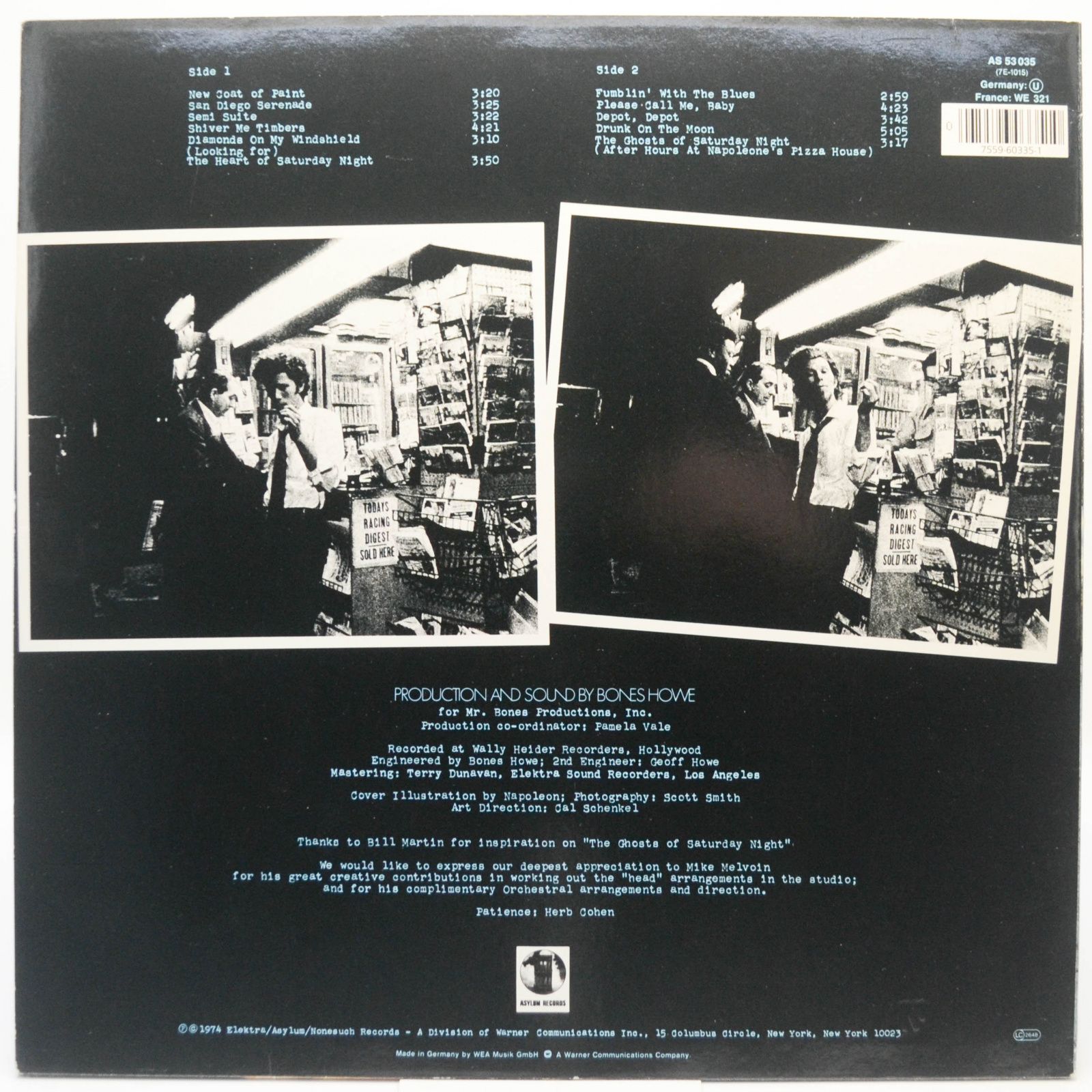 Tom Waits — The Heart Of Saturday Night, 1974