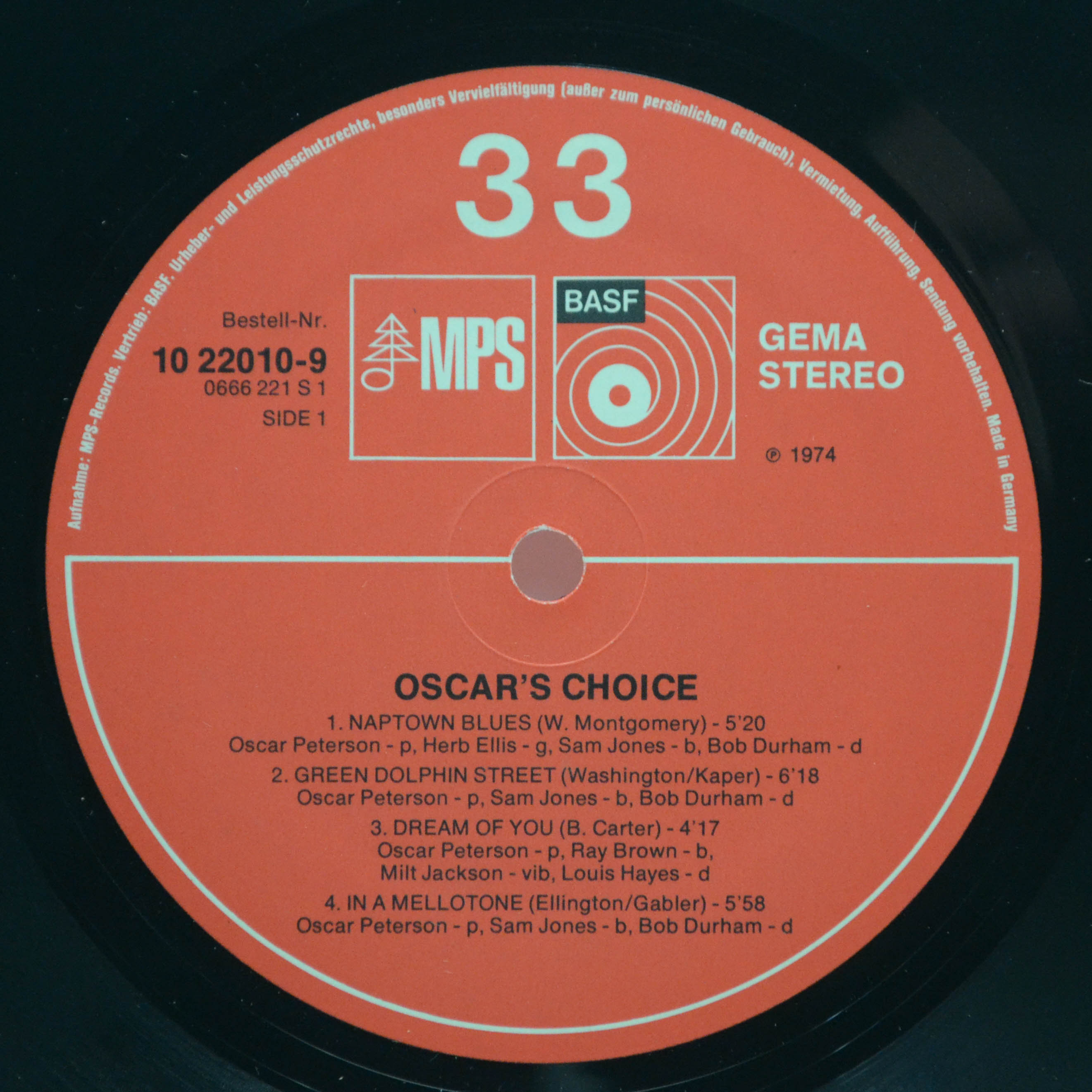 Виниловая пластинка Oscar Peterson — Oscar's Choice, 1974