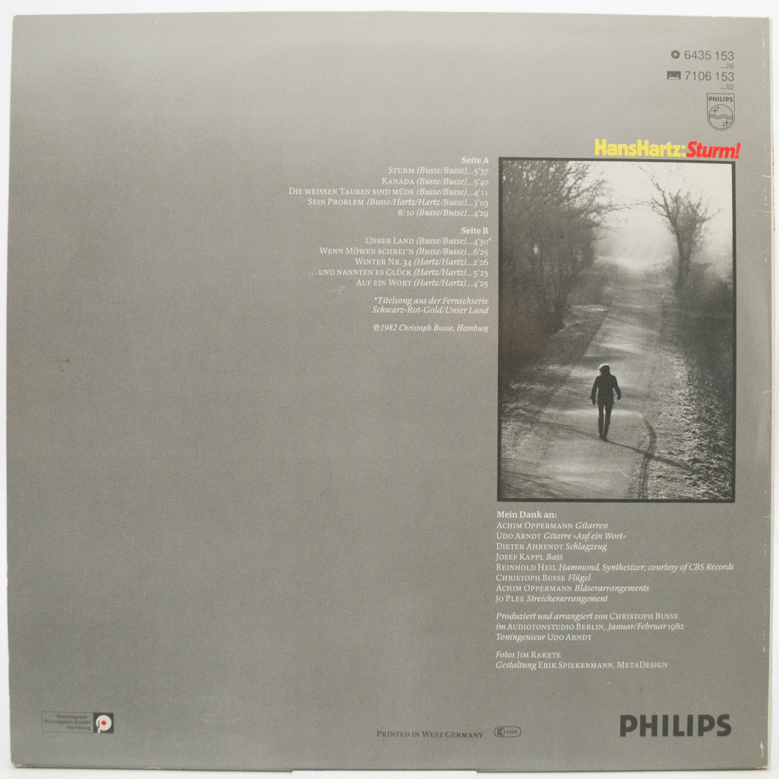 Виниловая пластинка Hans Hartz — Sturm!, 1982