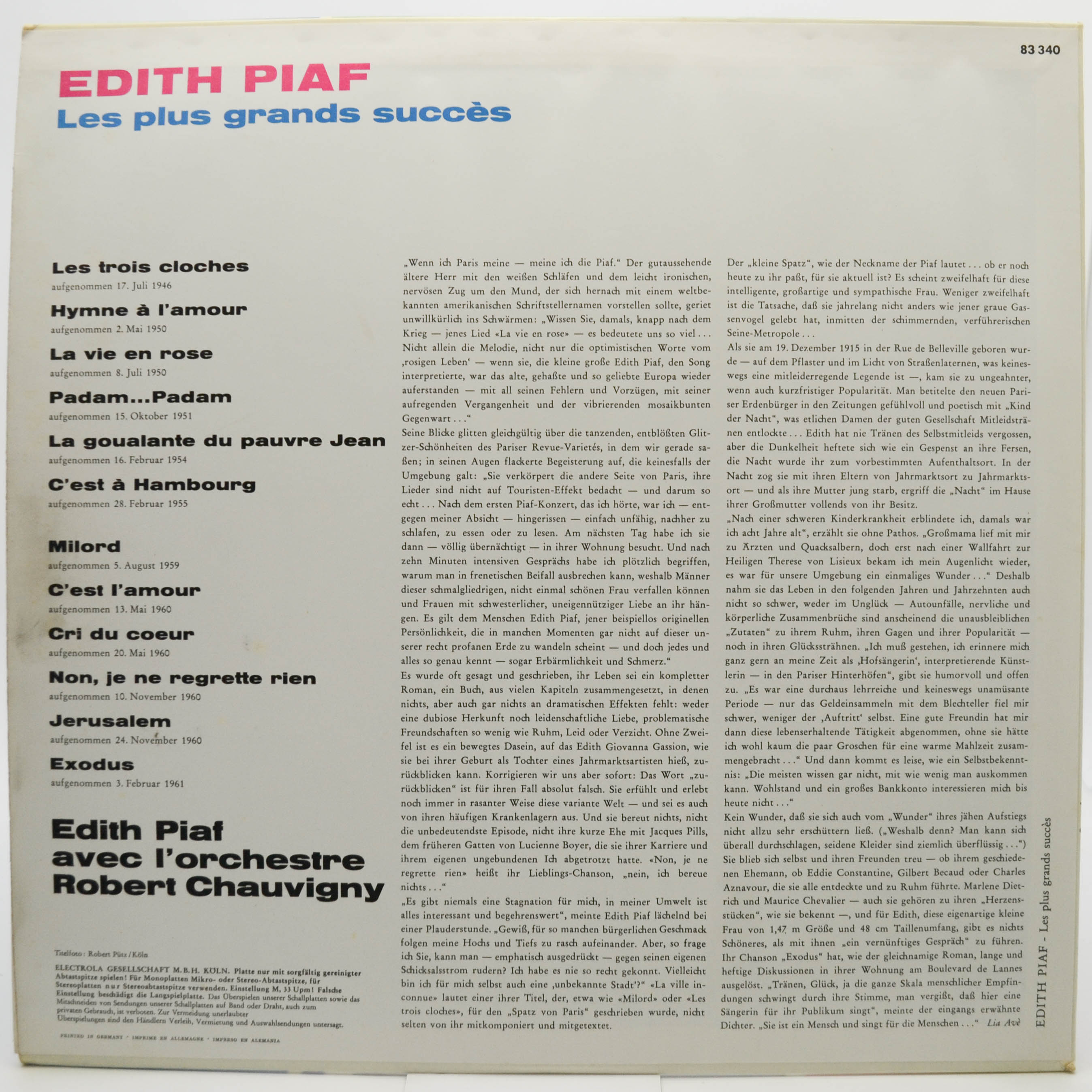 Edith Piaf — Les Plus Grands Succès, 1963