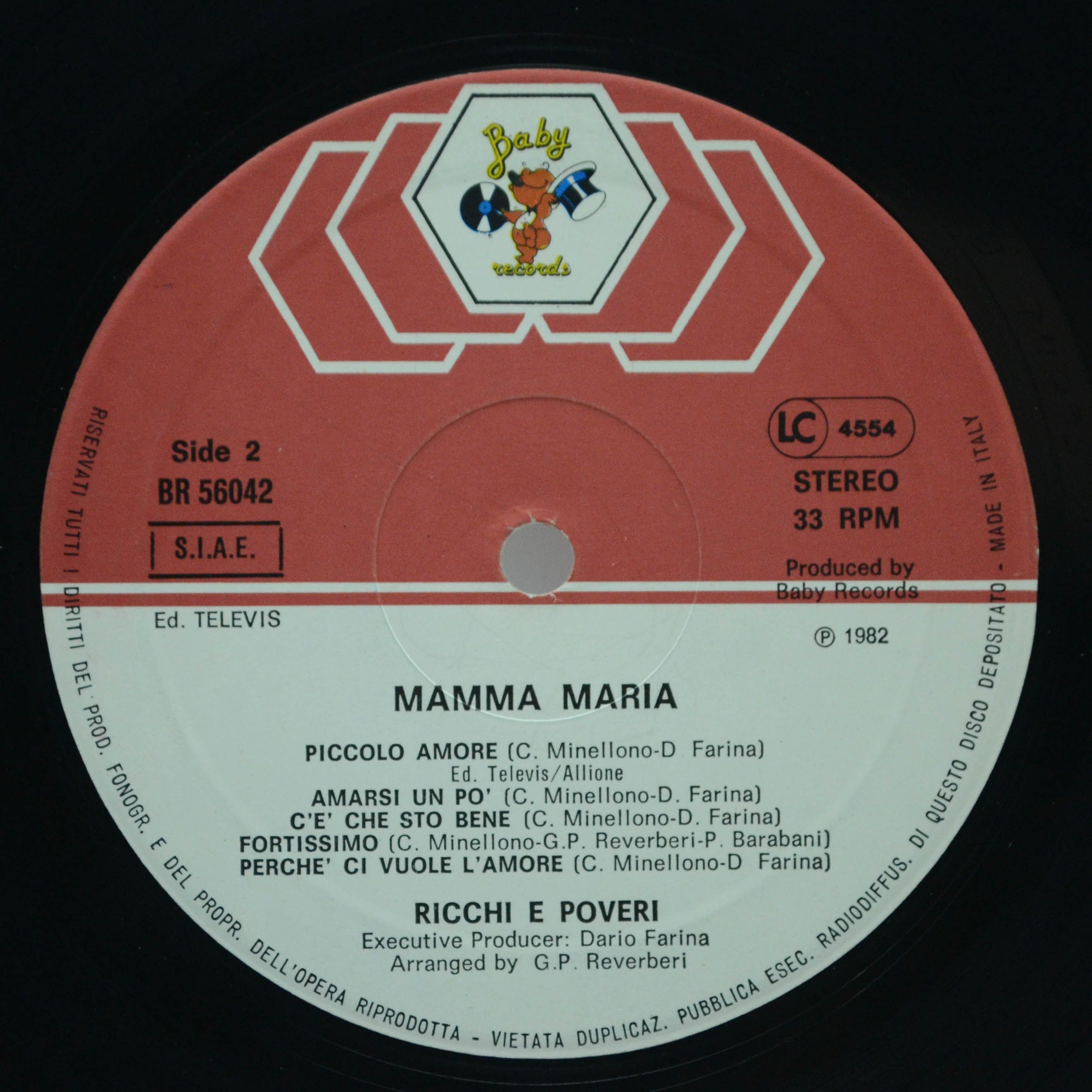 Виниловая пластинка Ricchi & Poveri — Mamma Maria (Italy), 1982