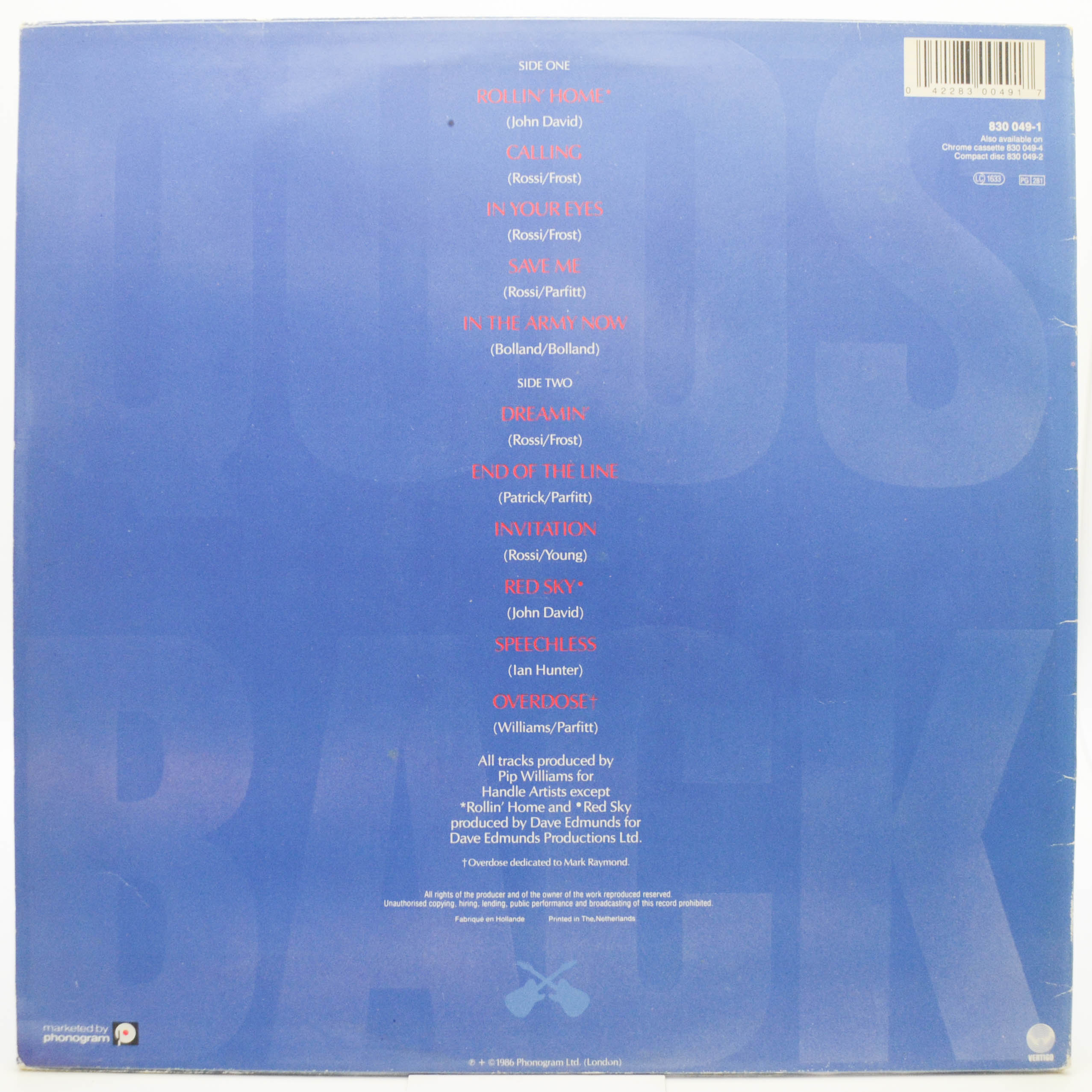 Виниловая пластинка Status Quo — In The Army Now, 1986