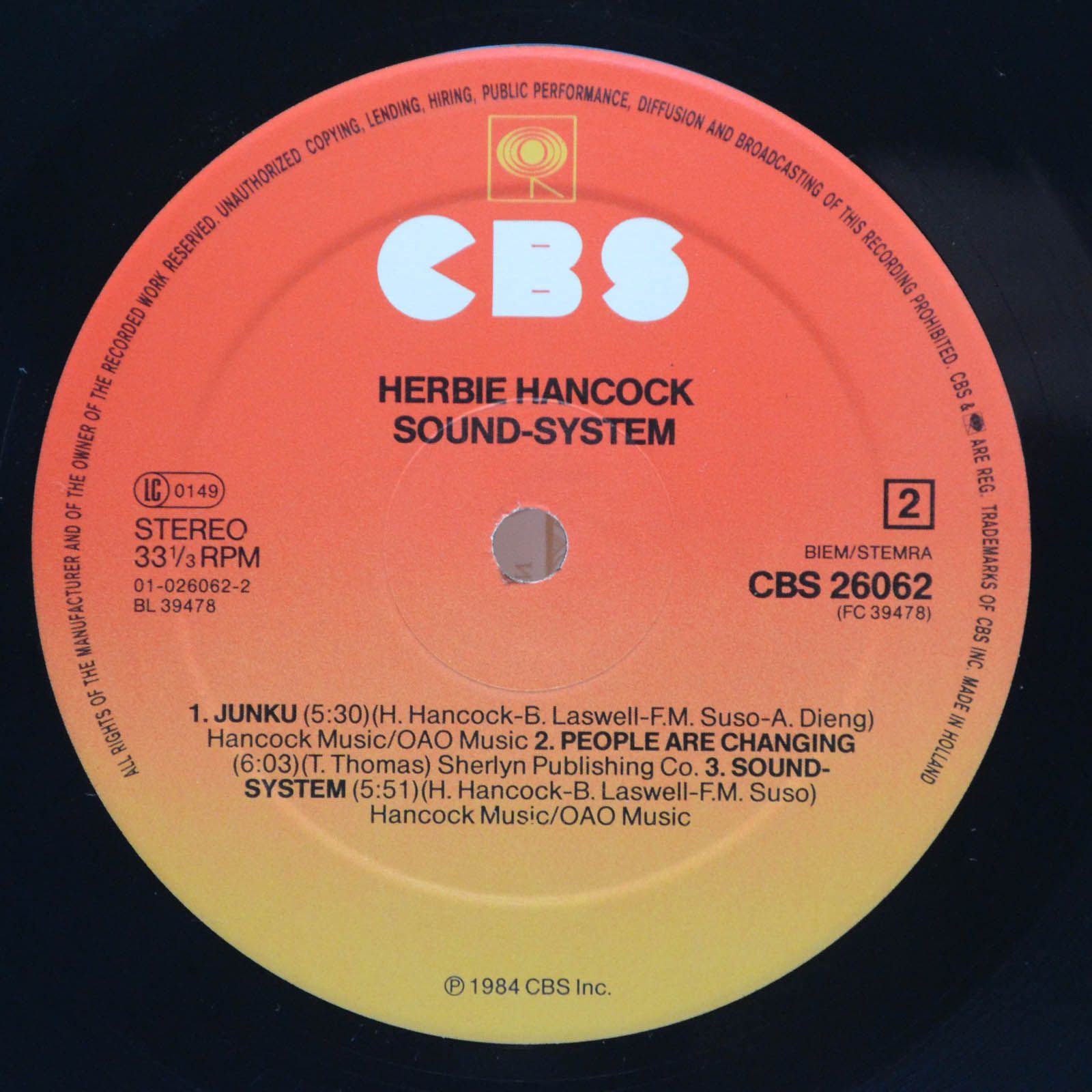 Виниловая пластинка Herbie Hancock — Sound-System, 1984