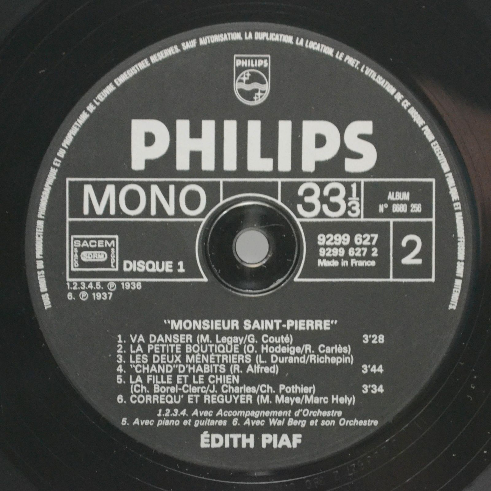 Edith Piaf — Monsieur Saint-Pierre (2LP), 1975