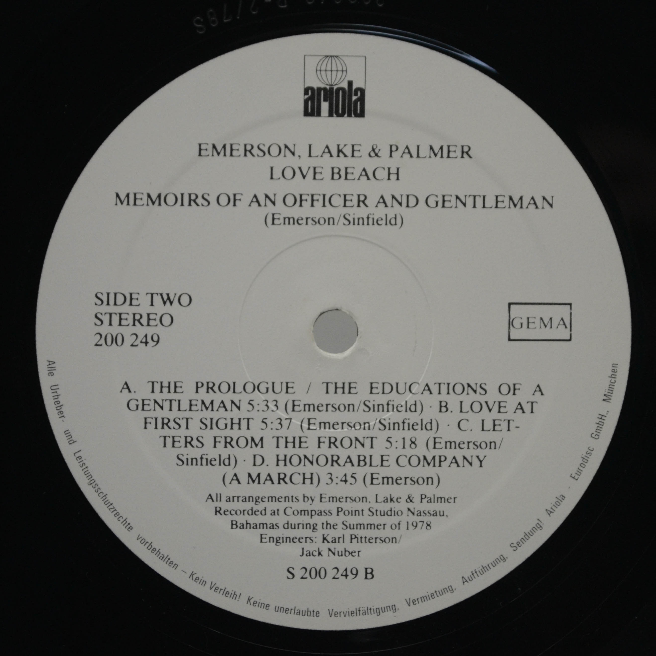 Виниловая пластинка Emerson, Lake & Palmer — Love Beach, 1978