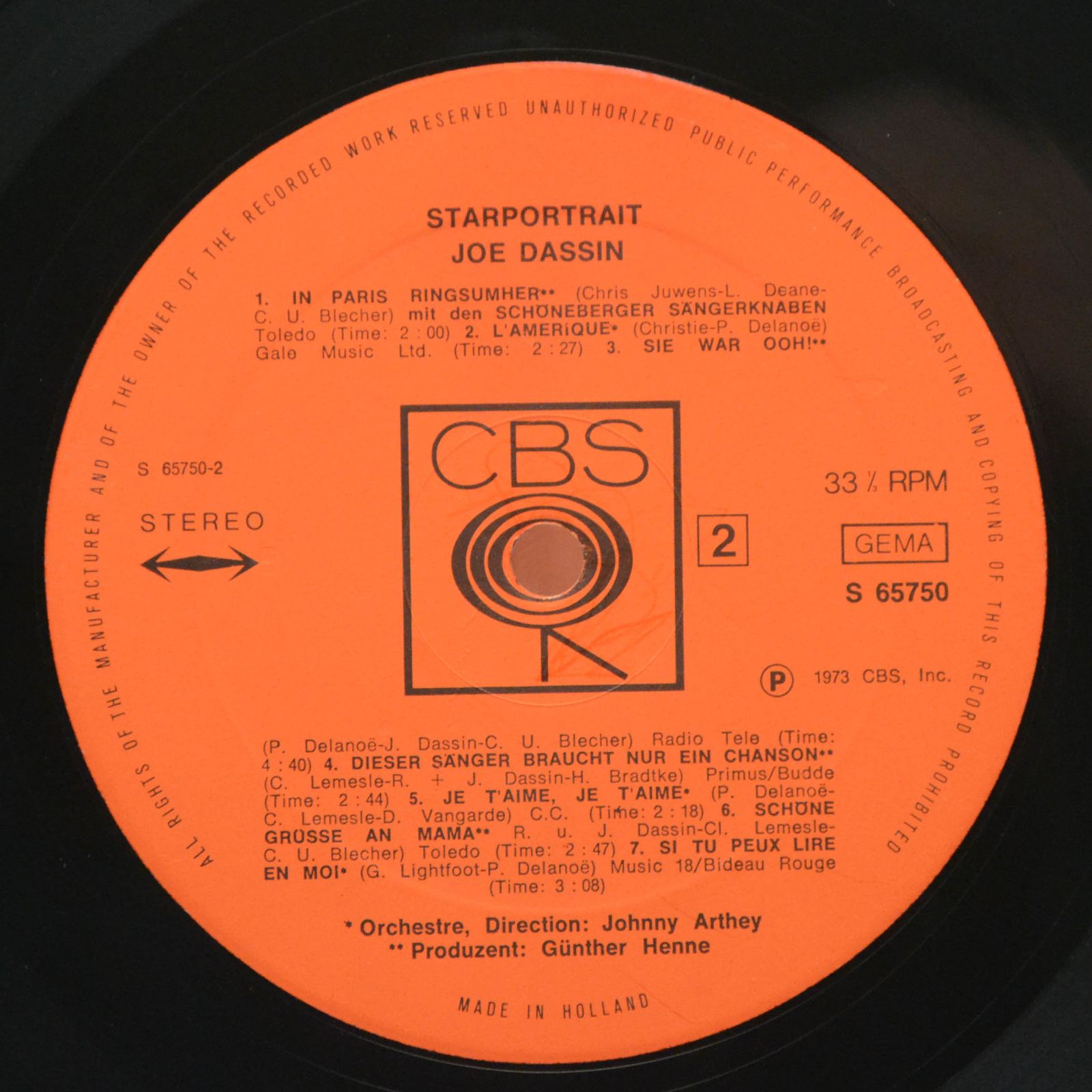 Виниловая пластинка Joe Dassin — Starportrait, 1973