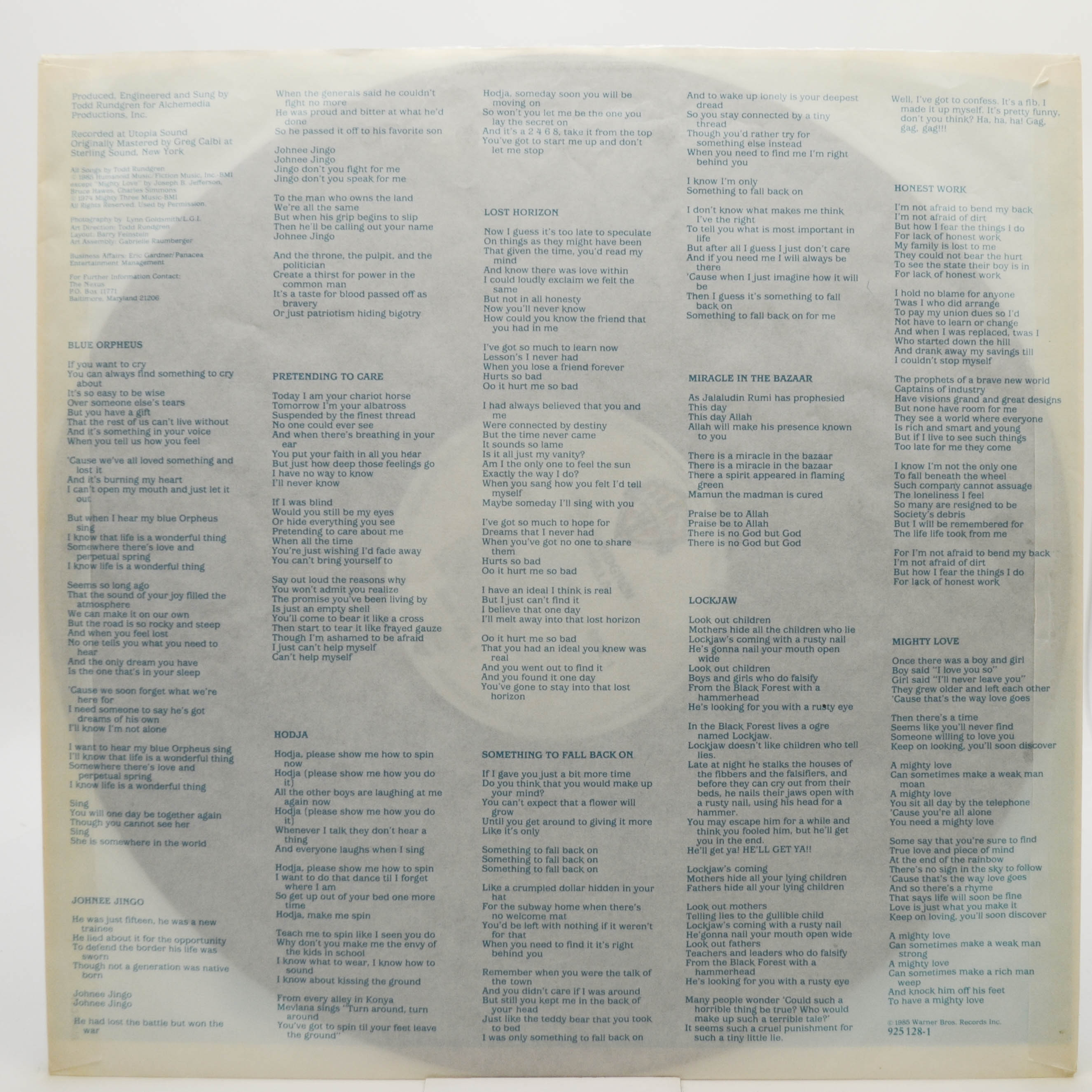 Todd Rundgren — A Cappella, 1985