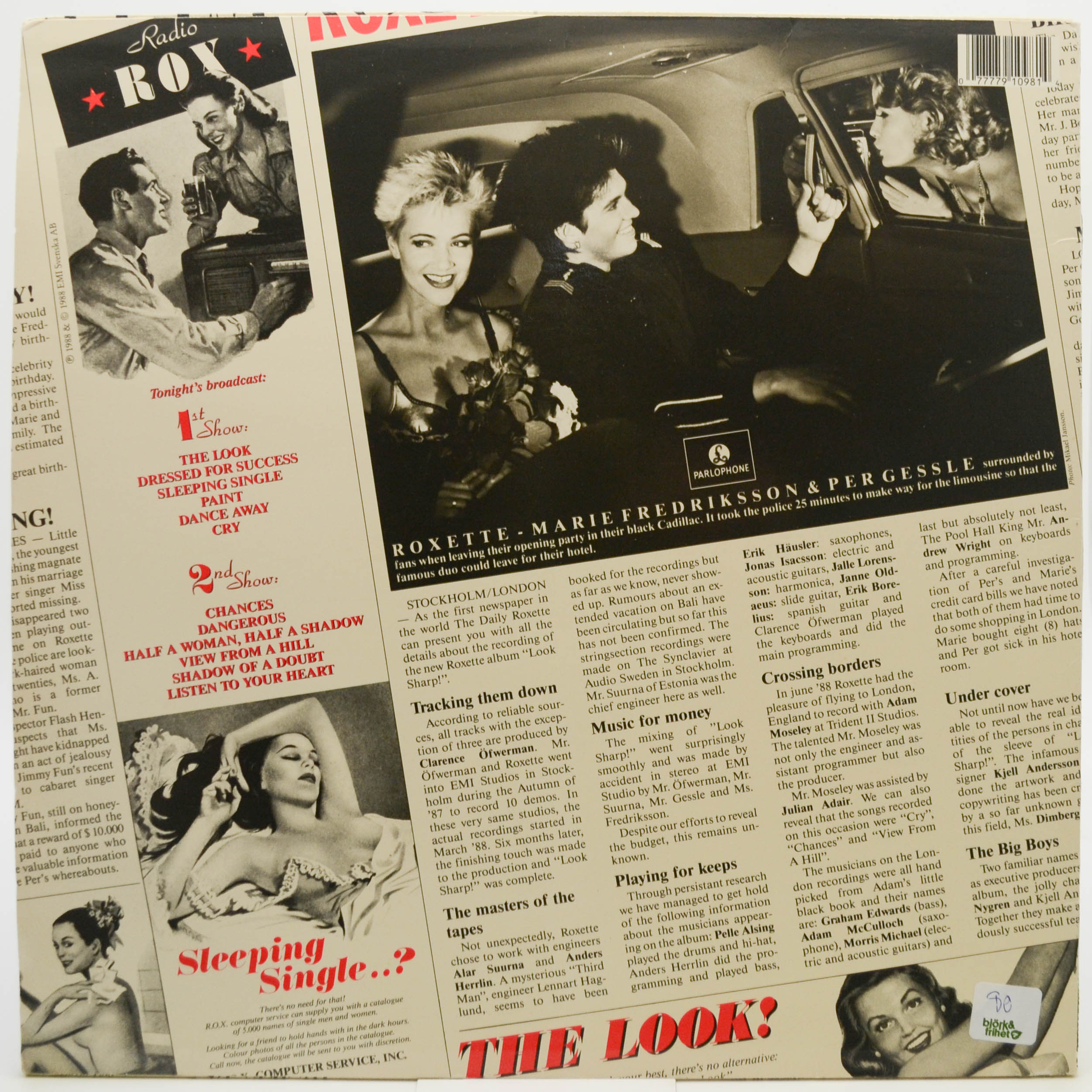 Виниловая пластинка Roxette — Look Sharp! (1-st, Sweden), 1988
