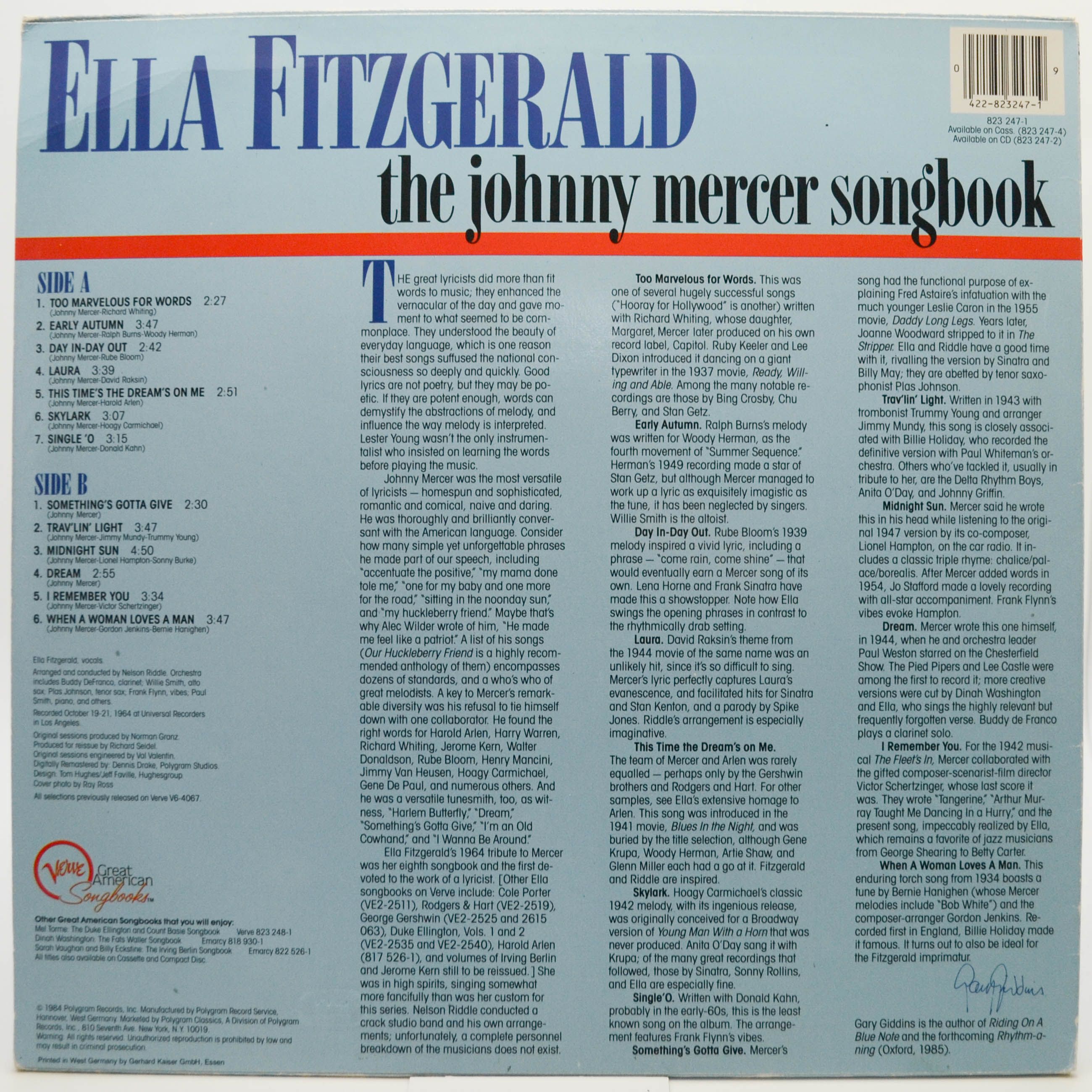 Ella Fitzgerald — The Johnny Mercer Song Book, 1984