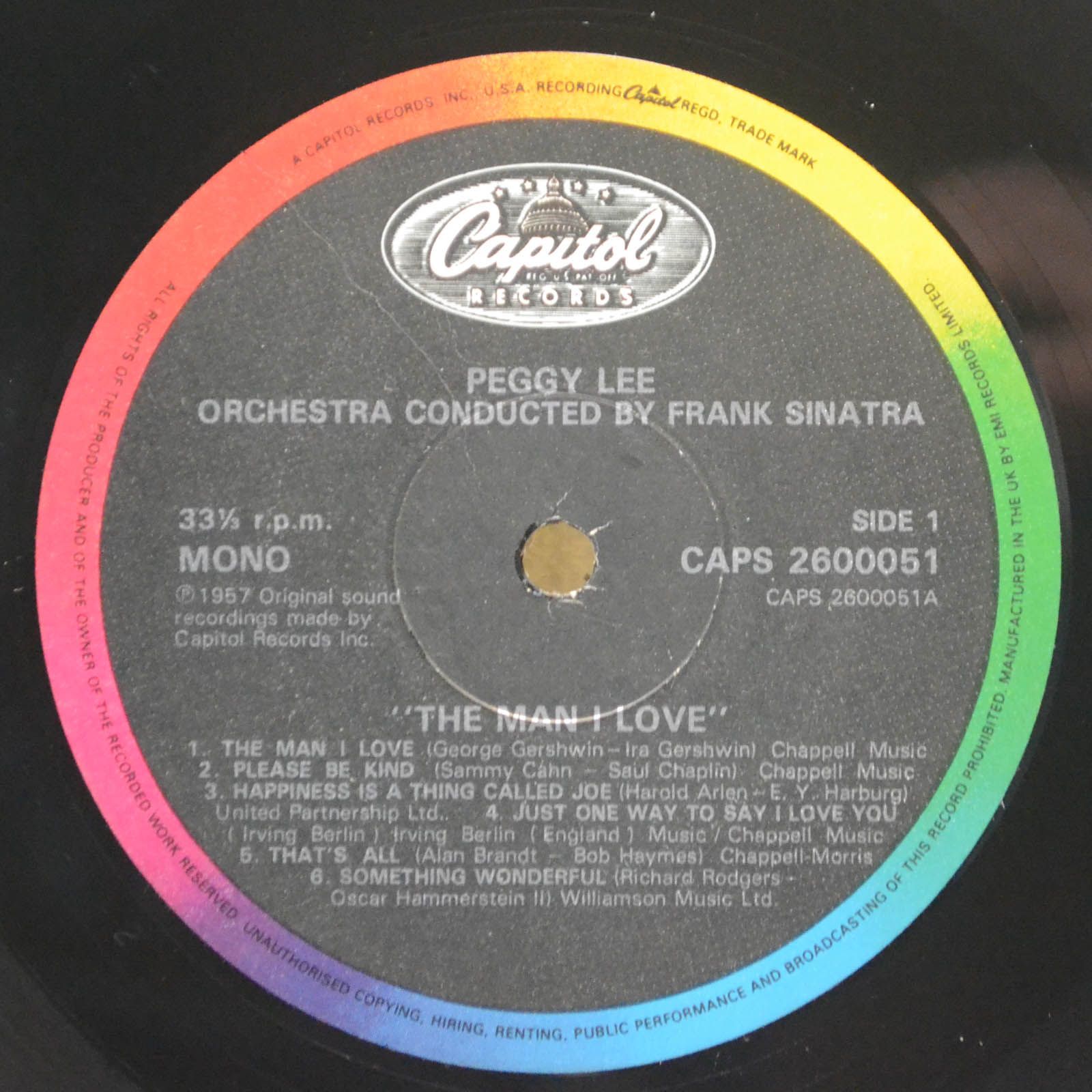Виниловая пластинка Peggy Lee — The Man I Love (UK), 1984