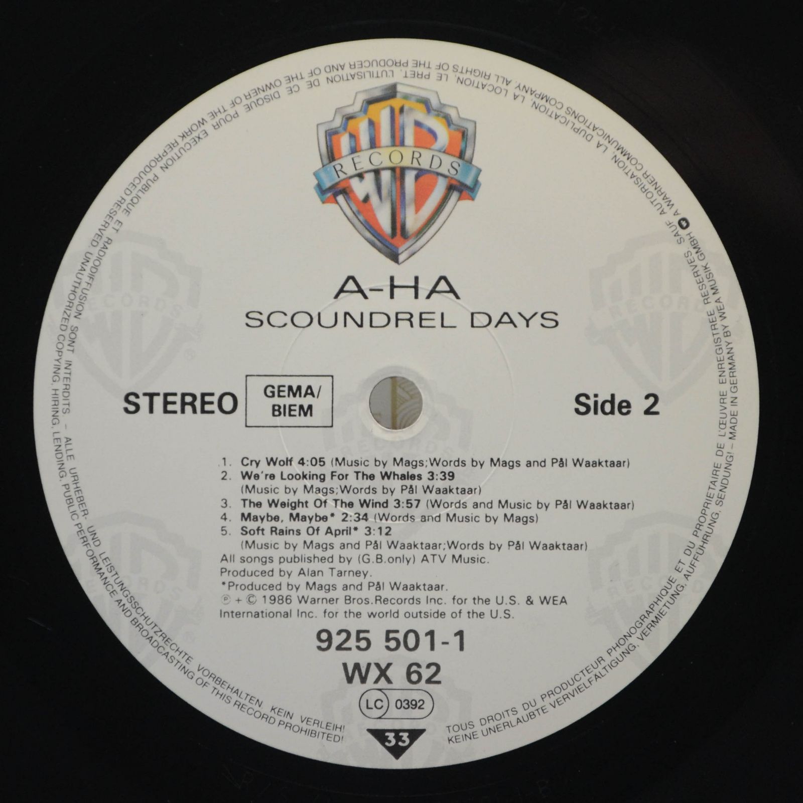 a-ha — Scoundrel Days, 1986