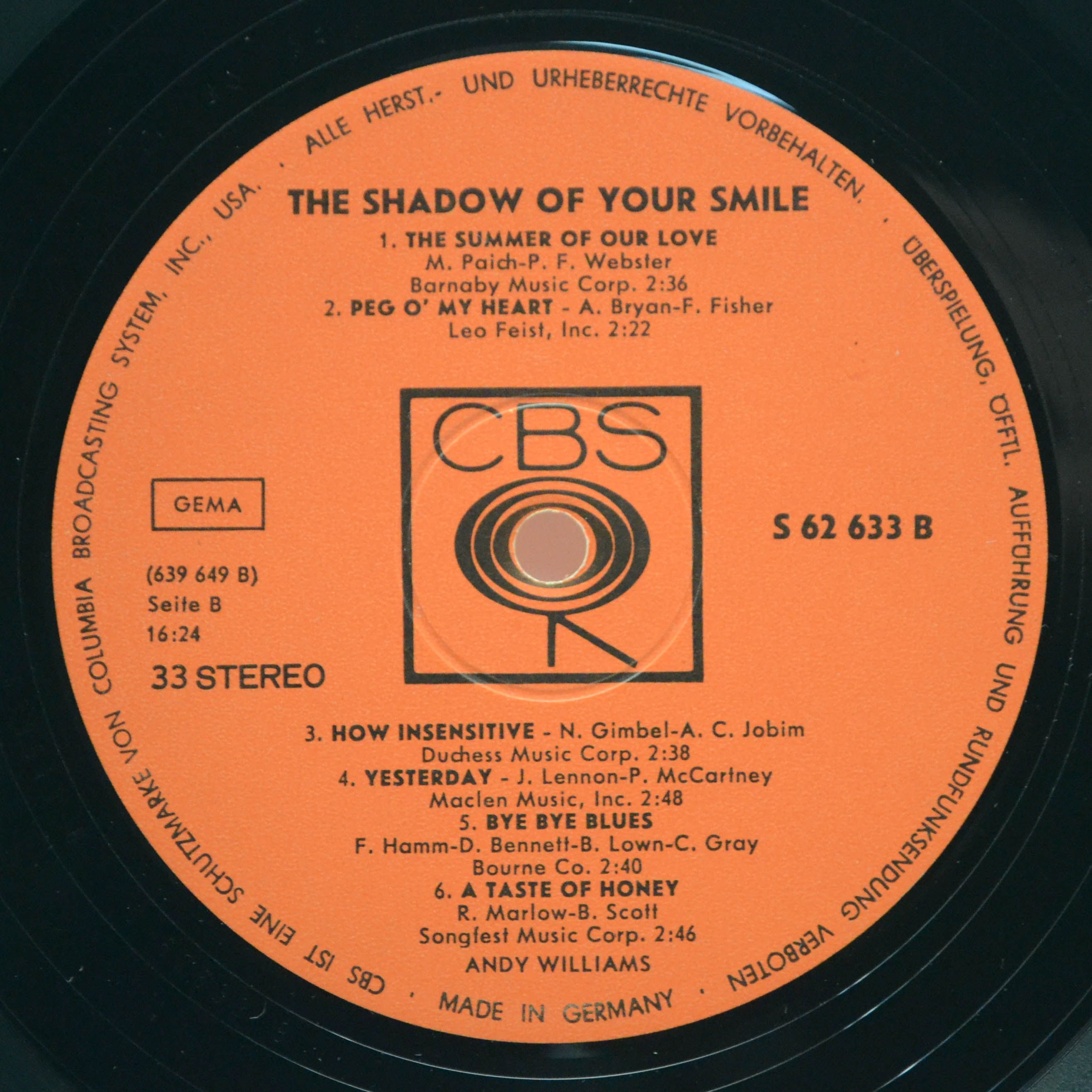Виниловая пластинка Andy Williams — The Shadow Of Your Smile, 1966
