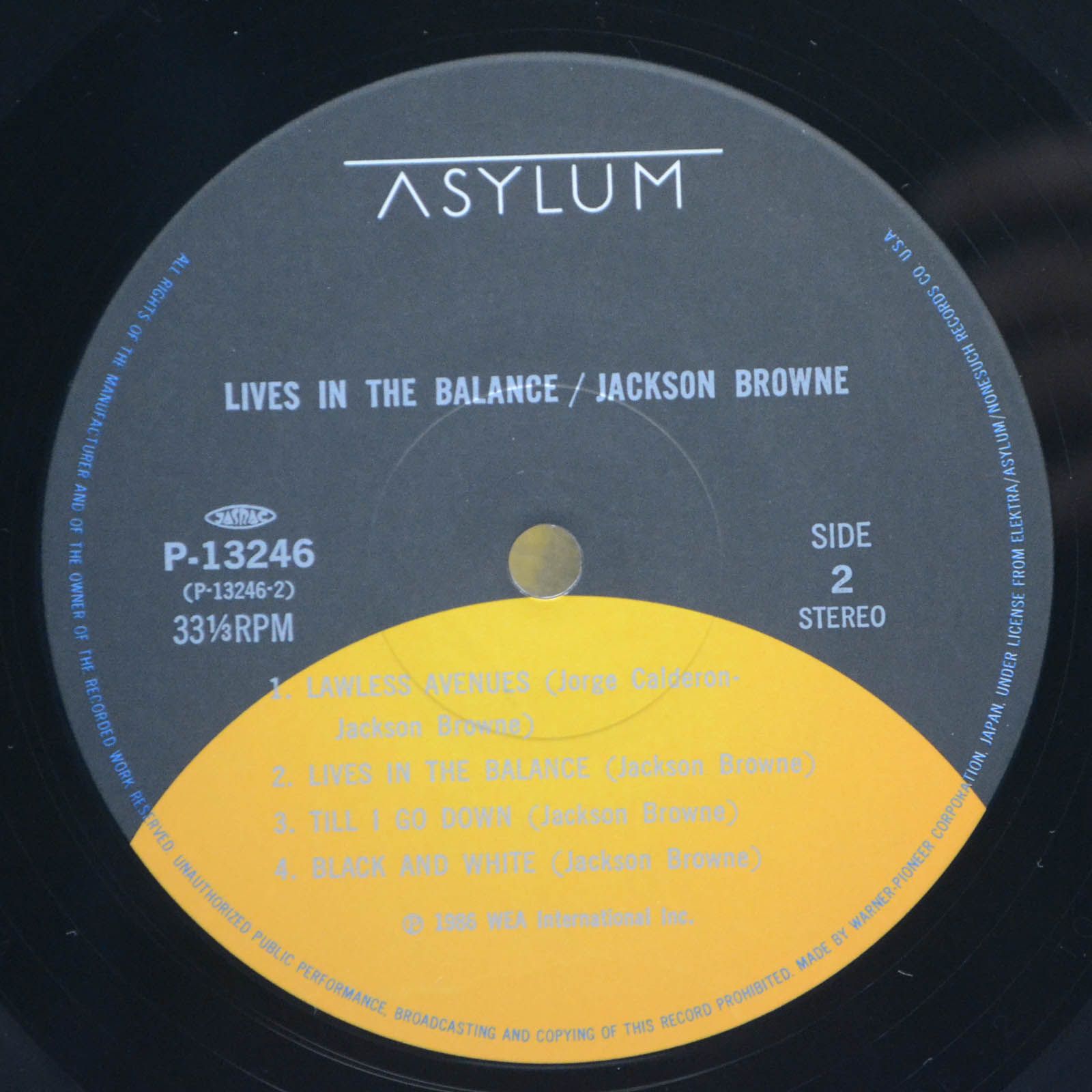 Виниловая пластинка Jackson Browne — Lives In The Balance, 1986