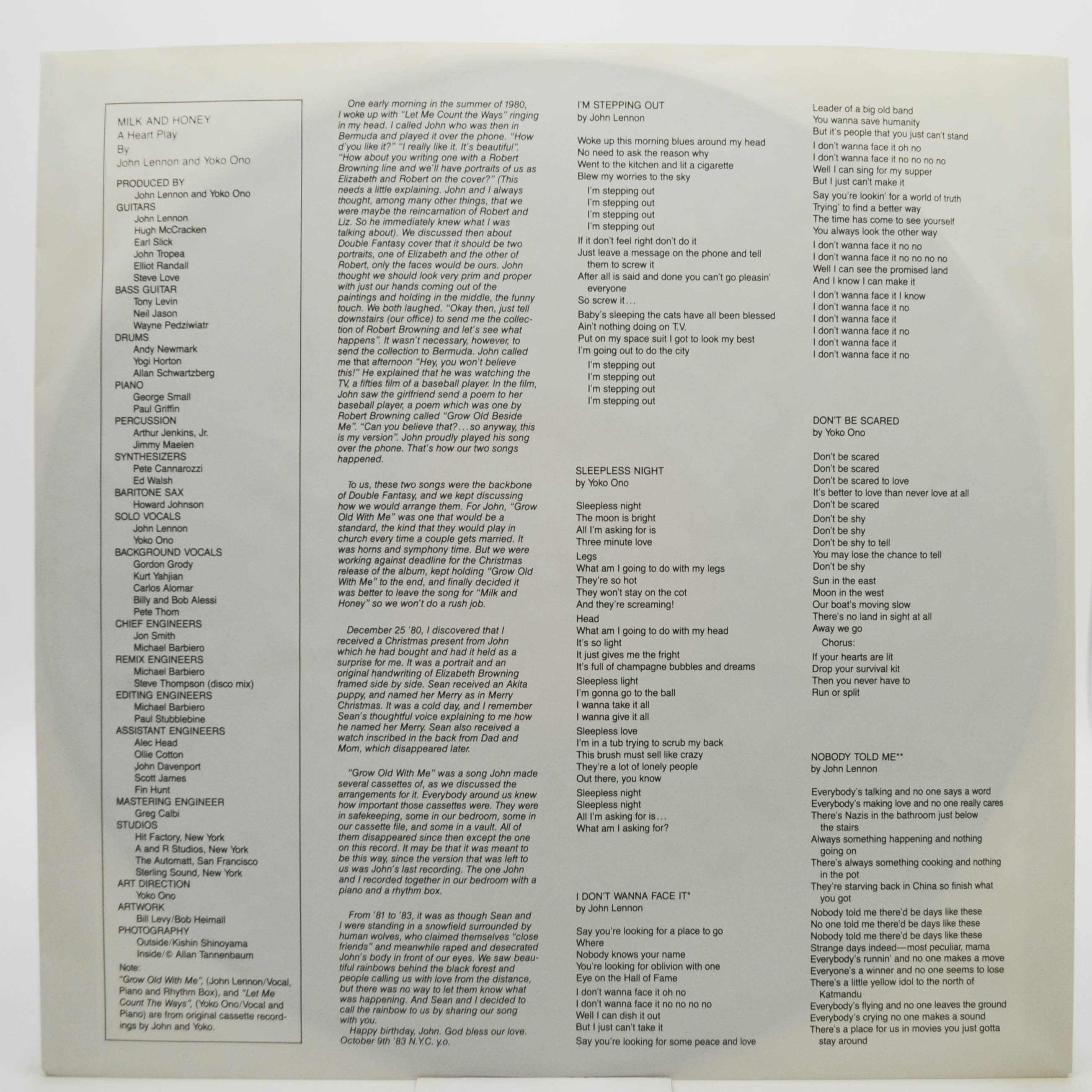 John Lennon & Yoko Ono — Milk And Honey, 1984