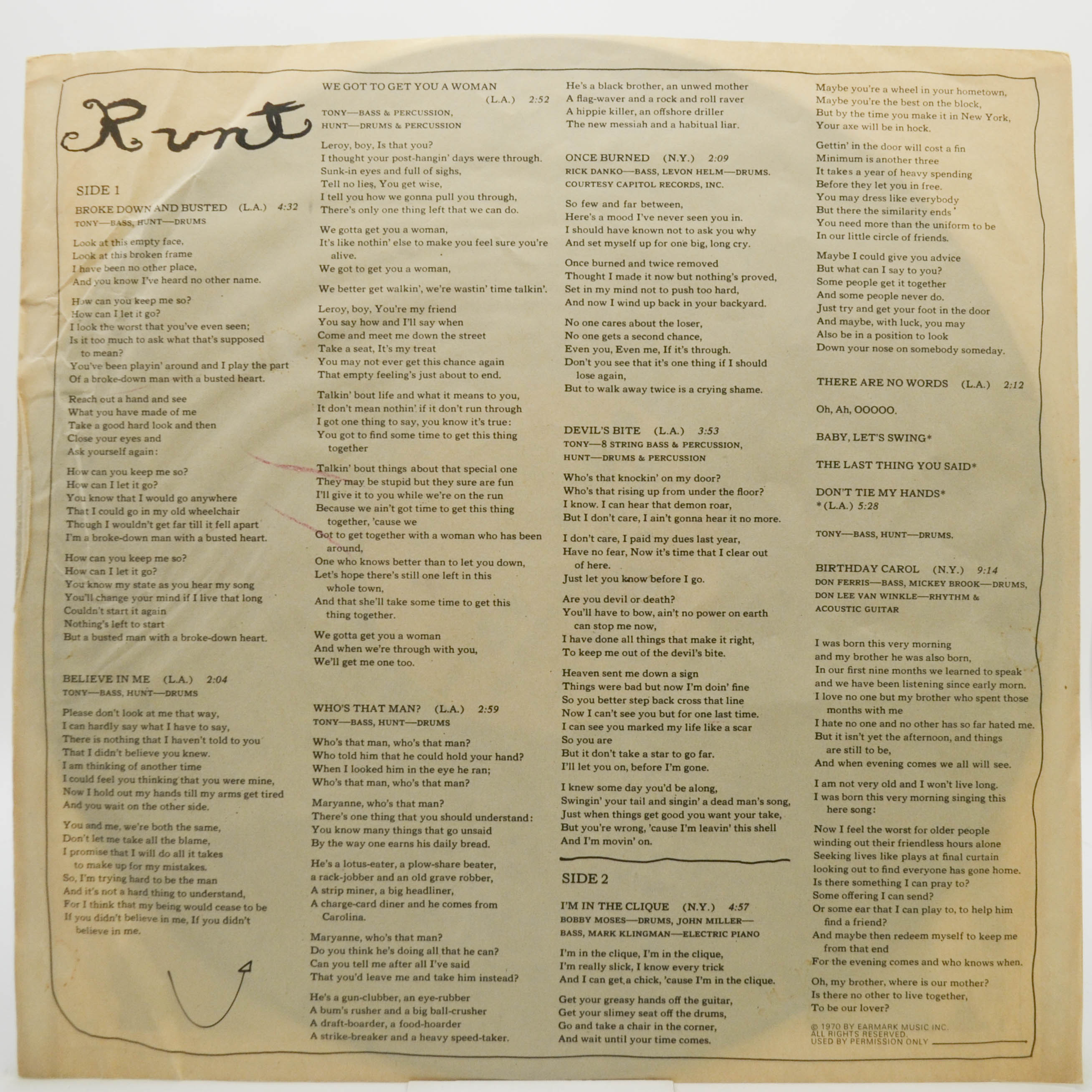 Todd Rundgren — Runt (1-st, USA), 1971