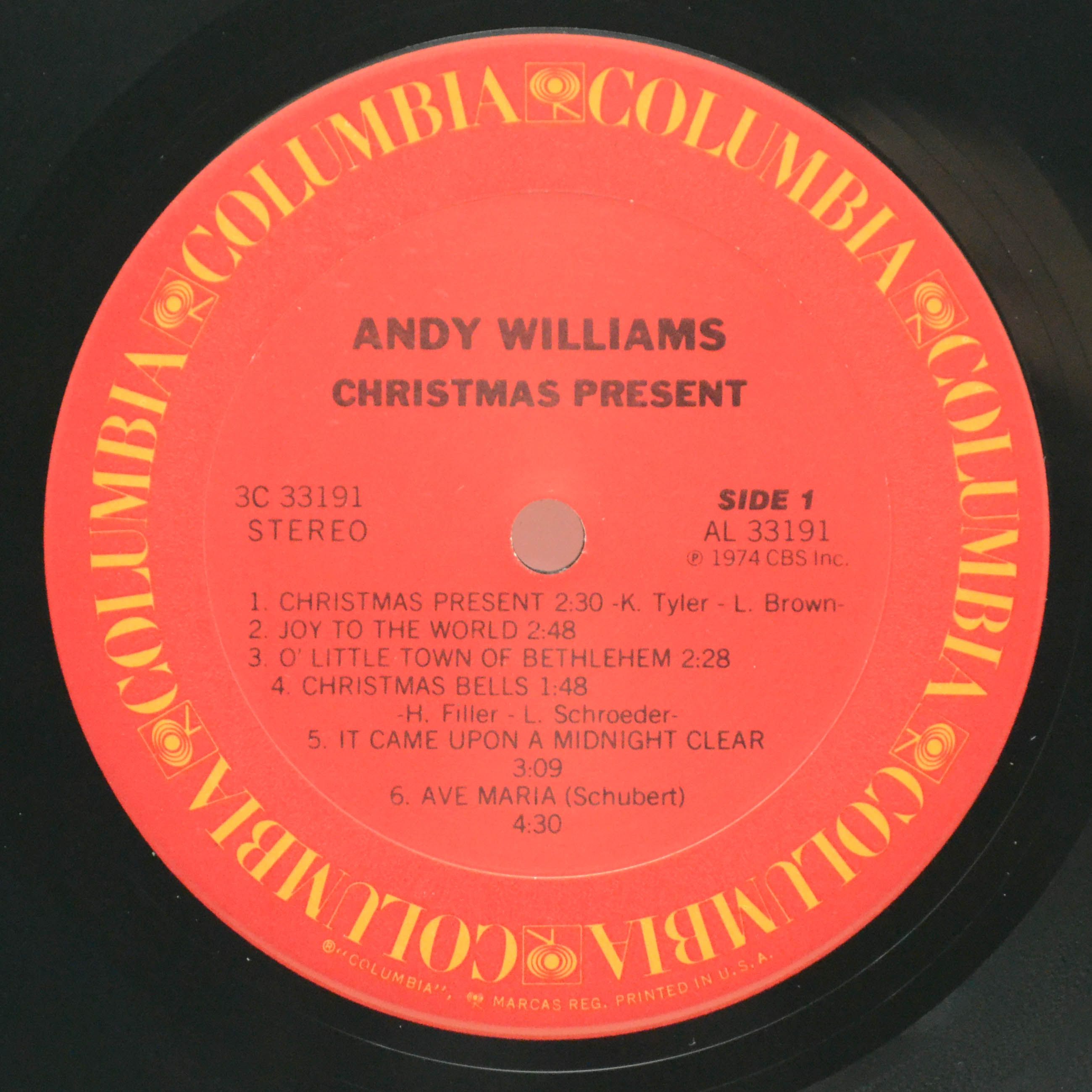 Виниловая пластинка Andy Williams — Christmas Present (USA), 1974