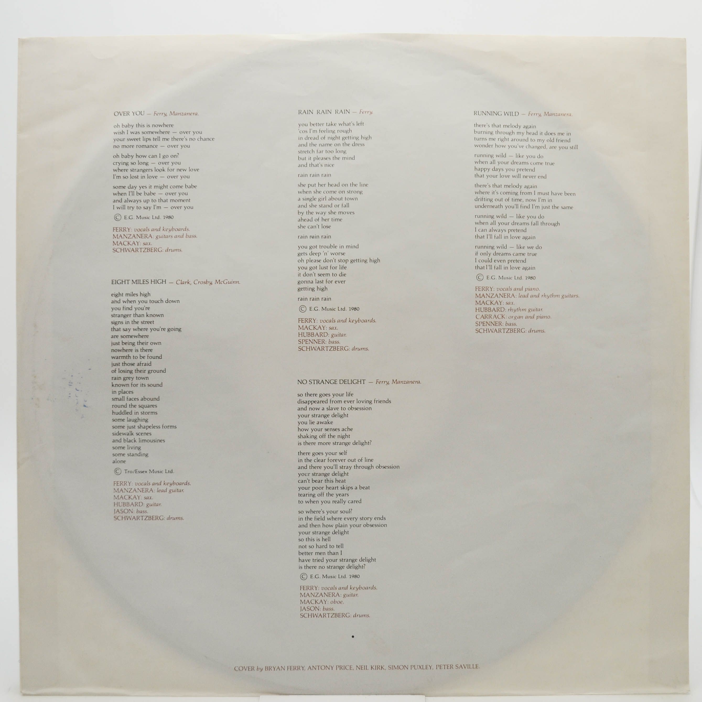 Виниловая пластинка Roxy Music — Flesh + Blood, 1980