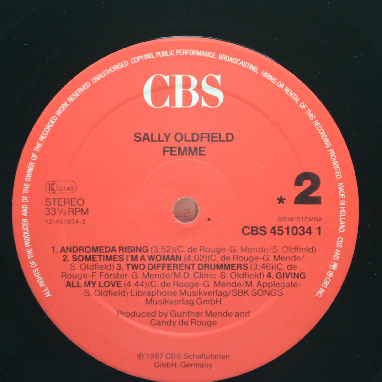 Виниловая пластинка Sally Oldfield — Femme, 1987