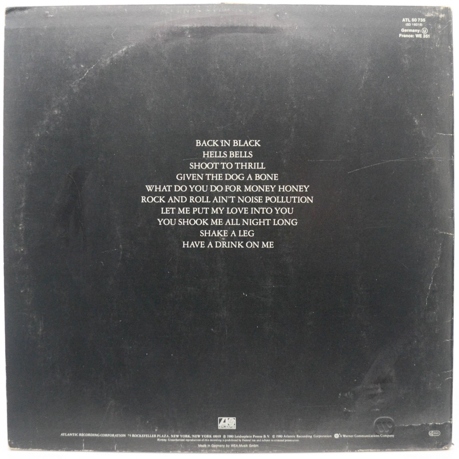 Виниловая пластинка AC/DC — Back In Black, 1980