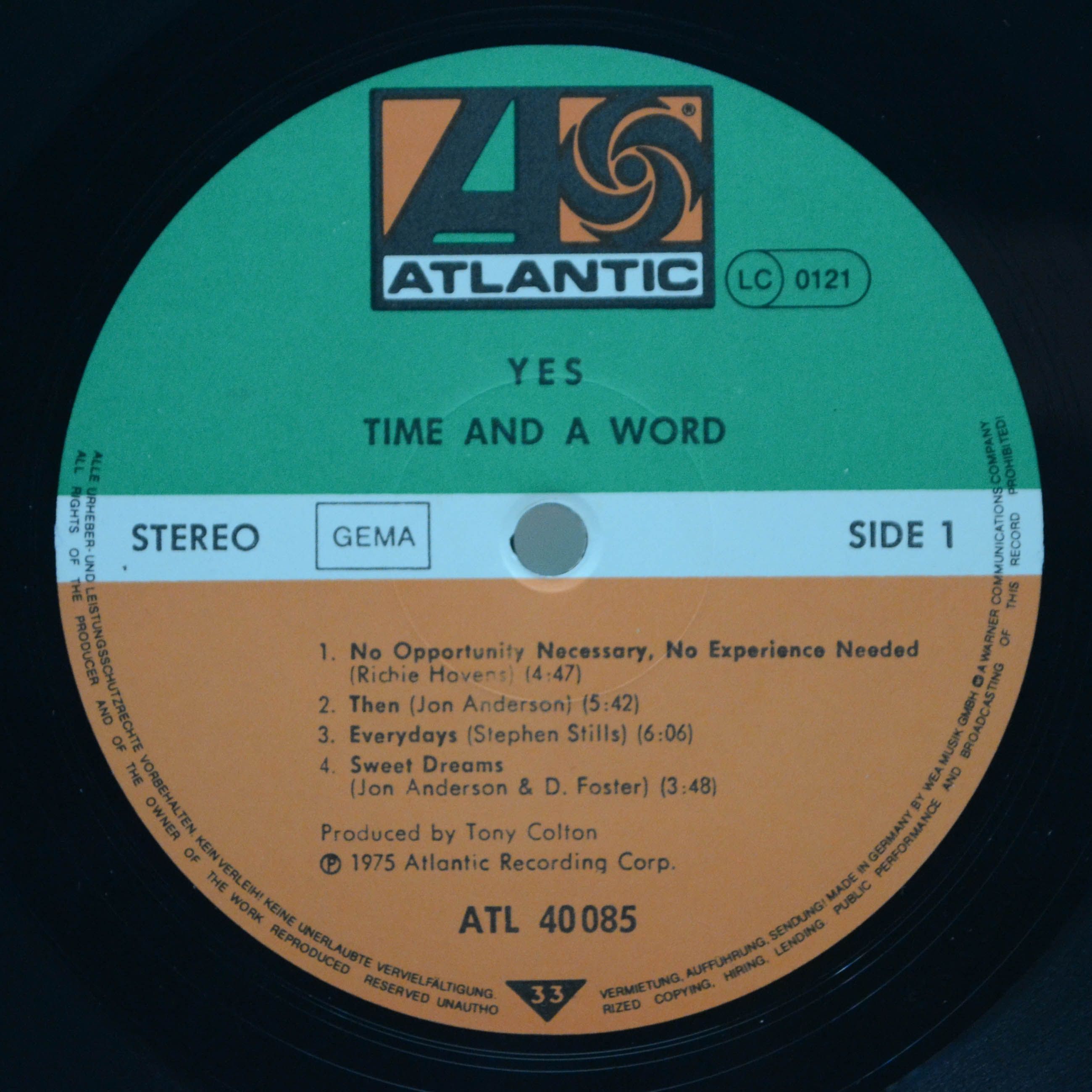 Виниловая пластинка Yes — Time And A Word, 1970