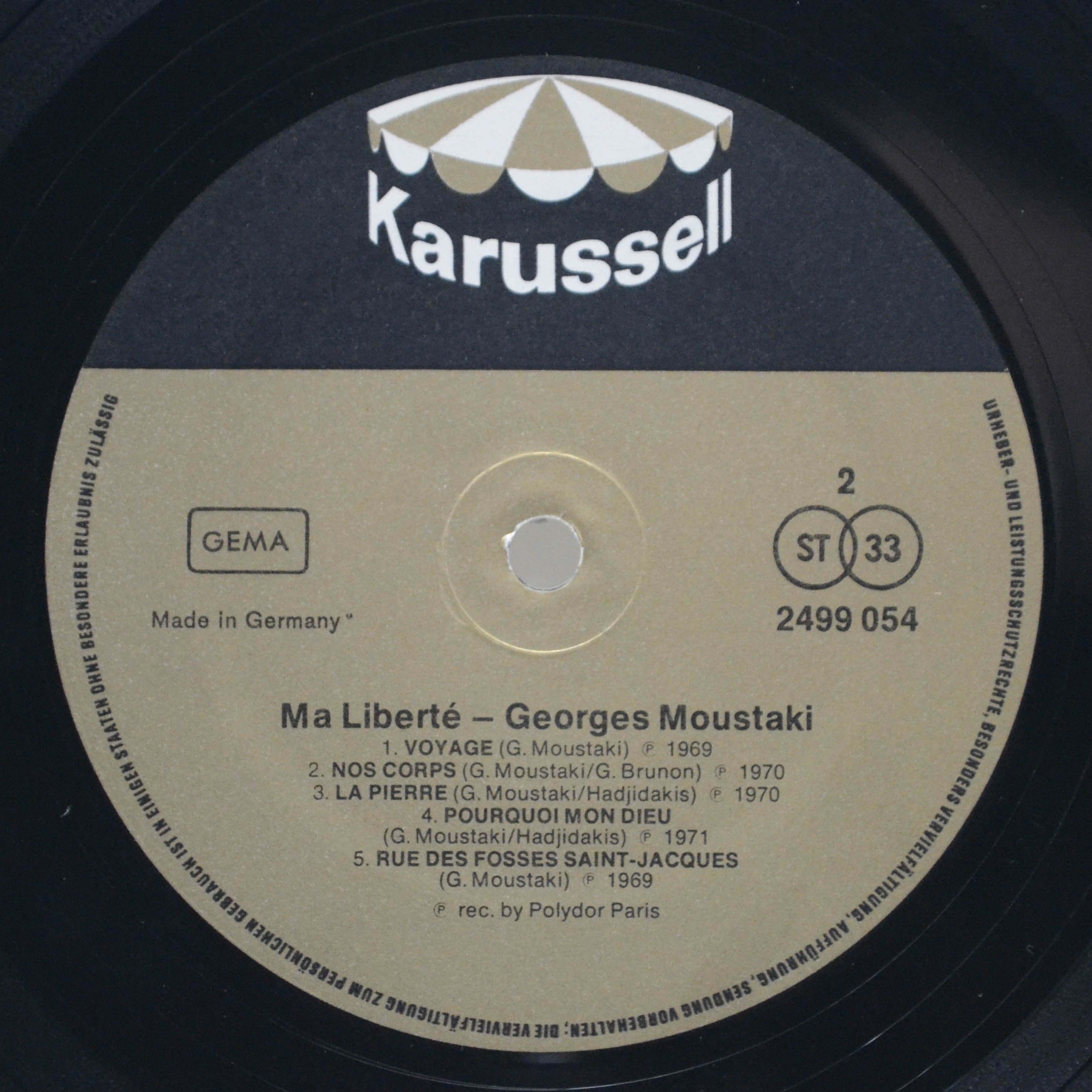 Виниловая пластинка Georges Moustaki — Ma Liberté, 1970