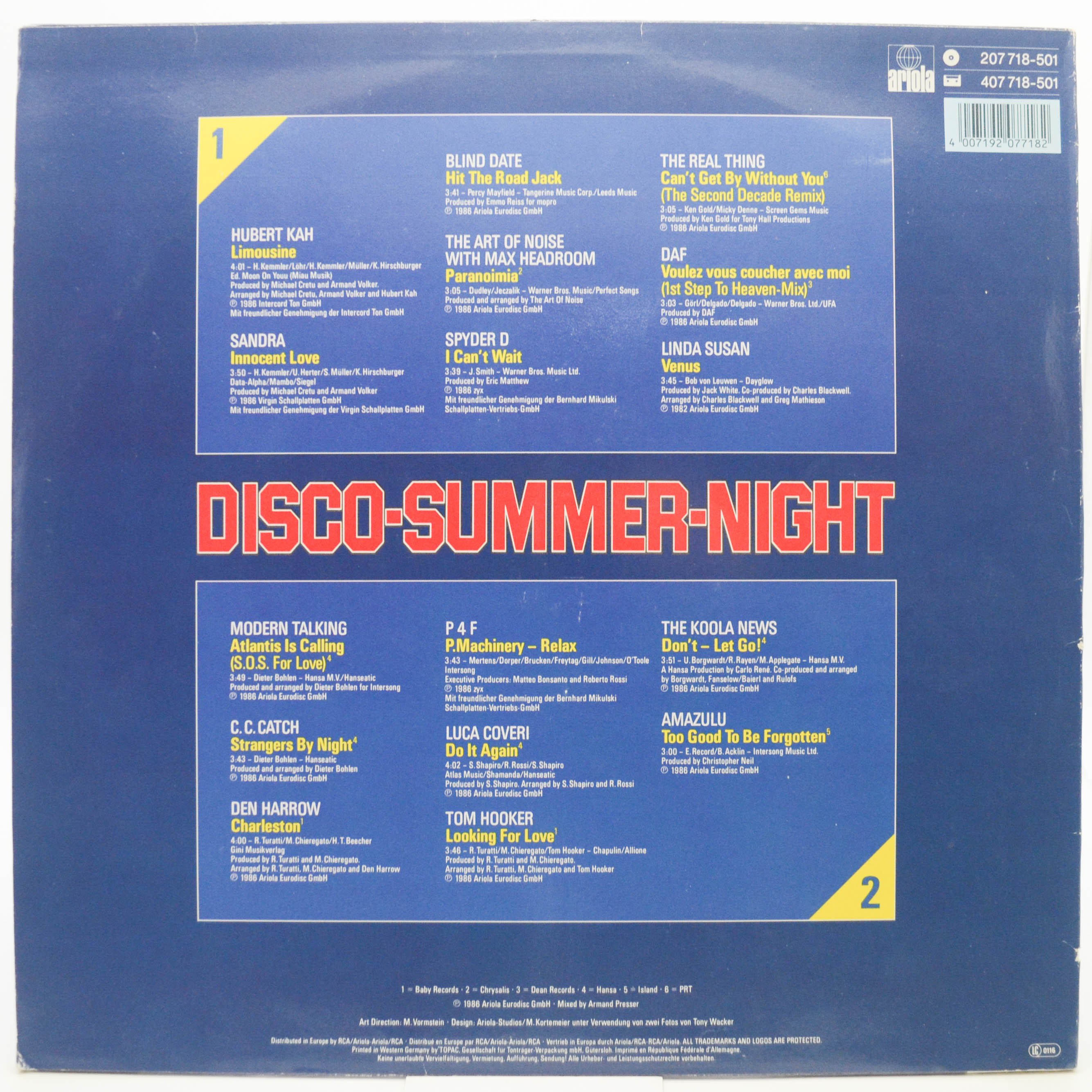 Various — Disco-Summer-Night, 1986