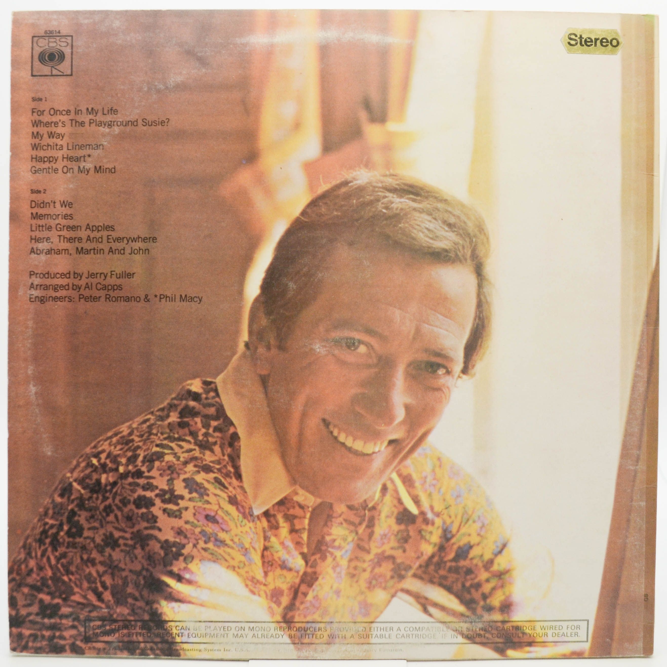 Виниловая пластинка Andy Williams — Happy Heart (UK), 1969