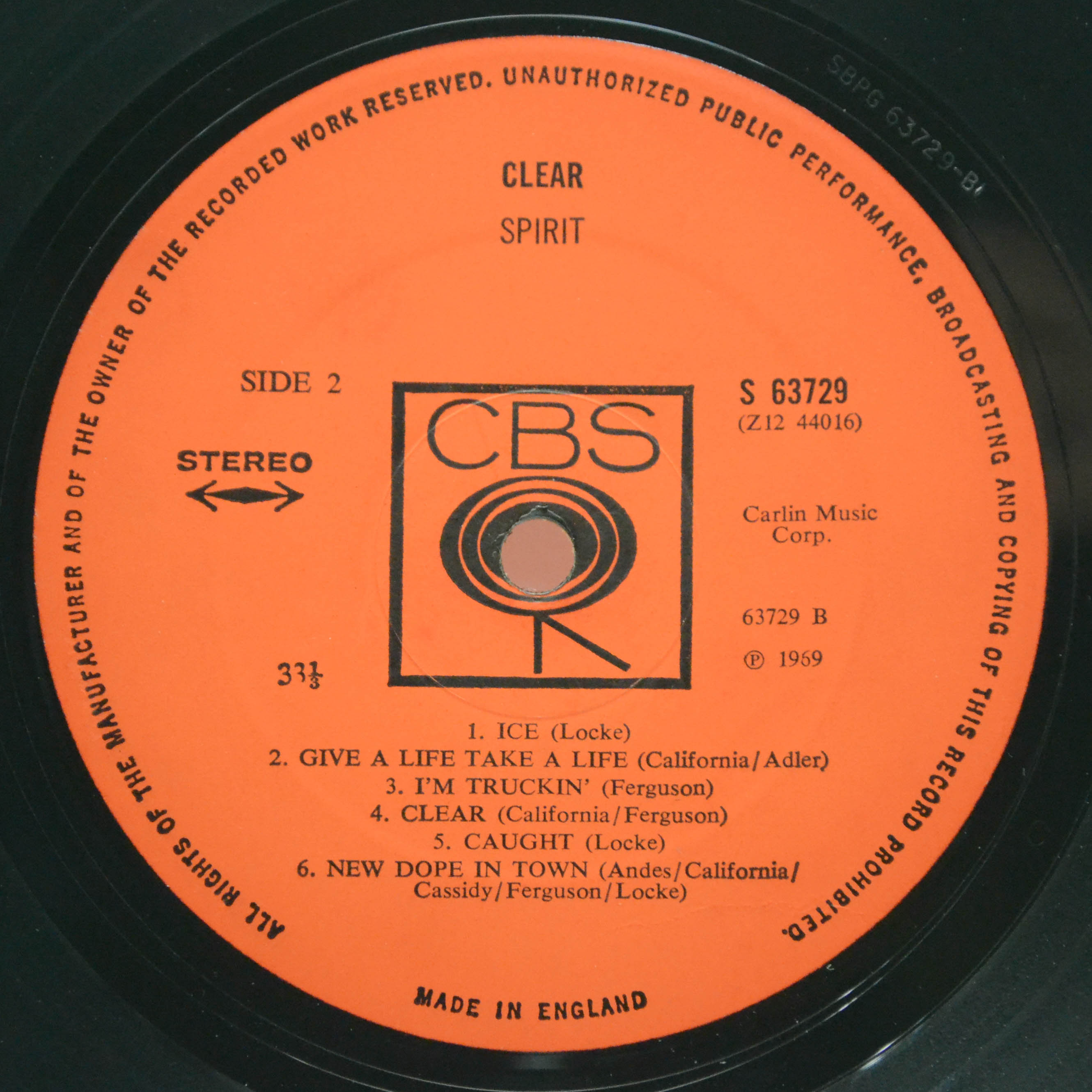 Spirit — Clear (UK), 1969