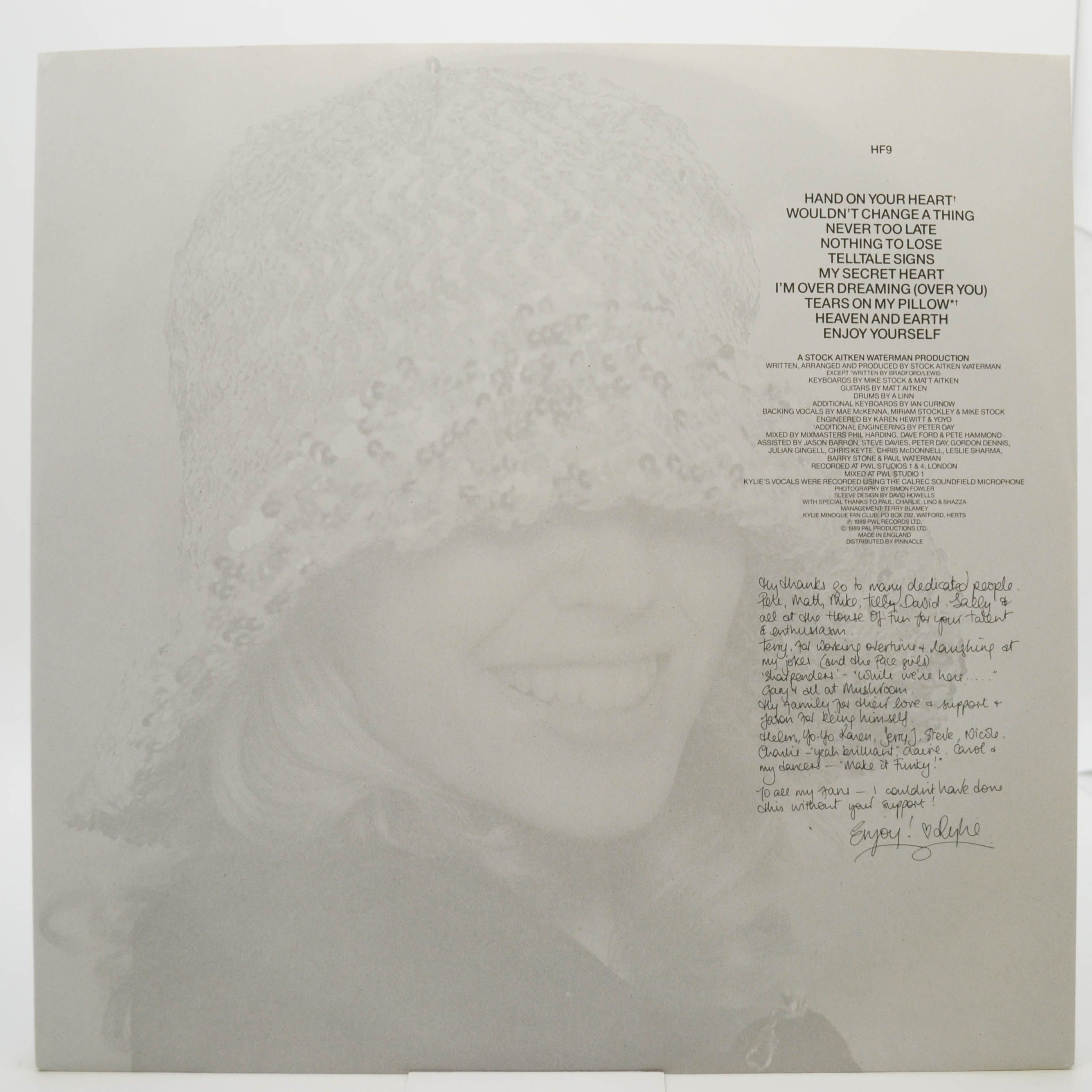 Виниловая пластинка Kylie Minogue — Enjoy Yourself (UK), 1989