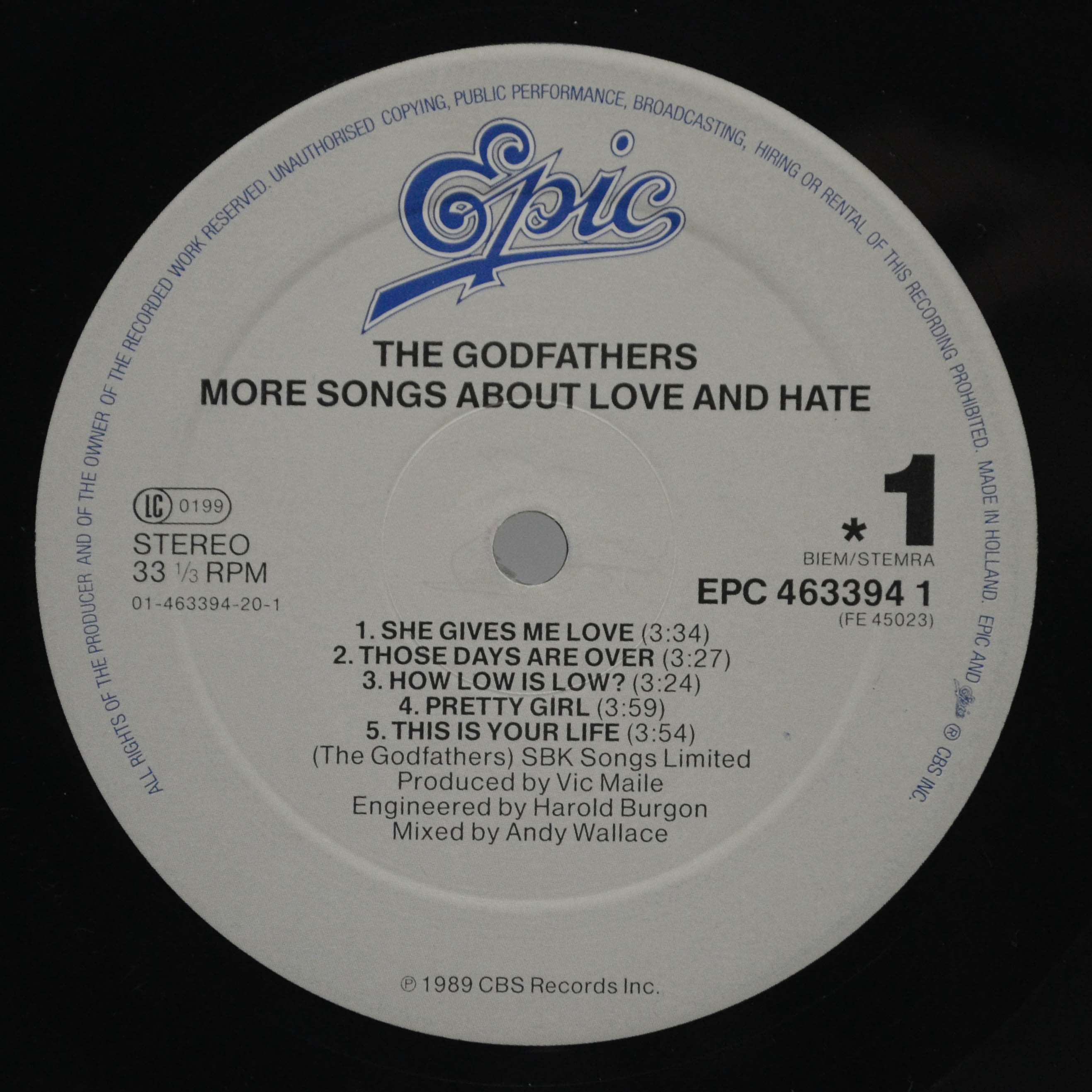 Виниловая пластинка Godfathers — More Songs About Love & Hate, 1989