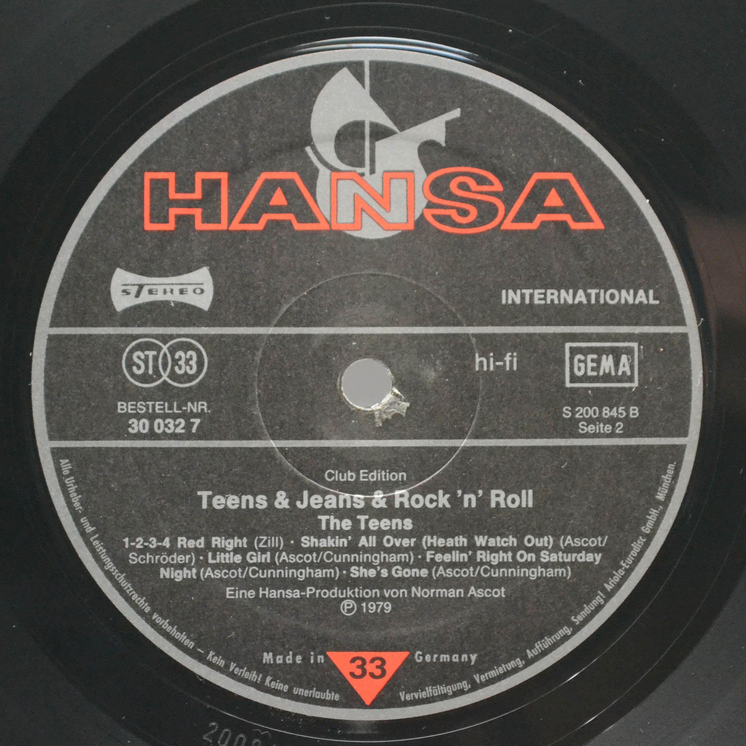 Виниловая пластинка Teens — Teens & Jeans & Rock 'n' Roll, 1979